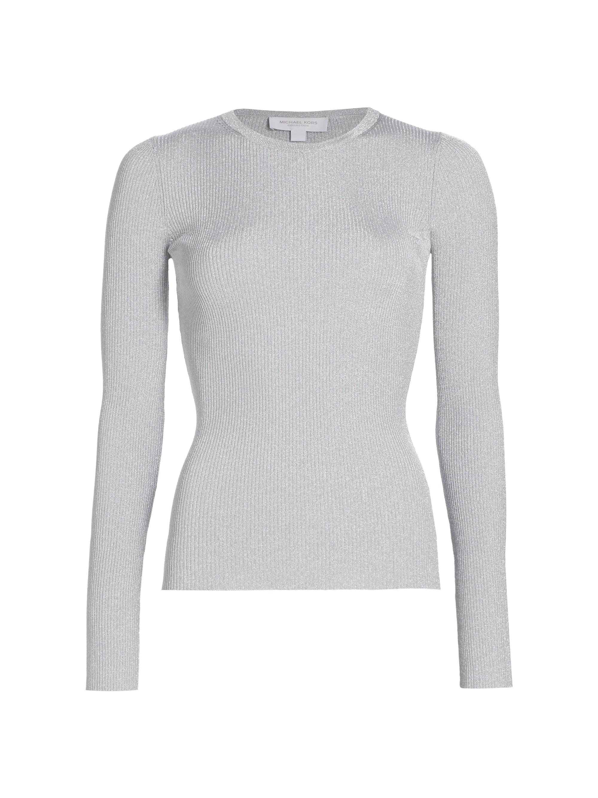 Michael Kors Collection Women's Hutton Metallic-Knit Top - Silver