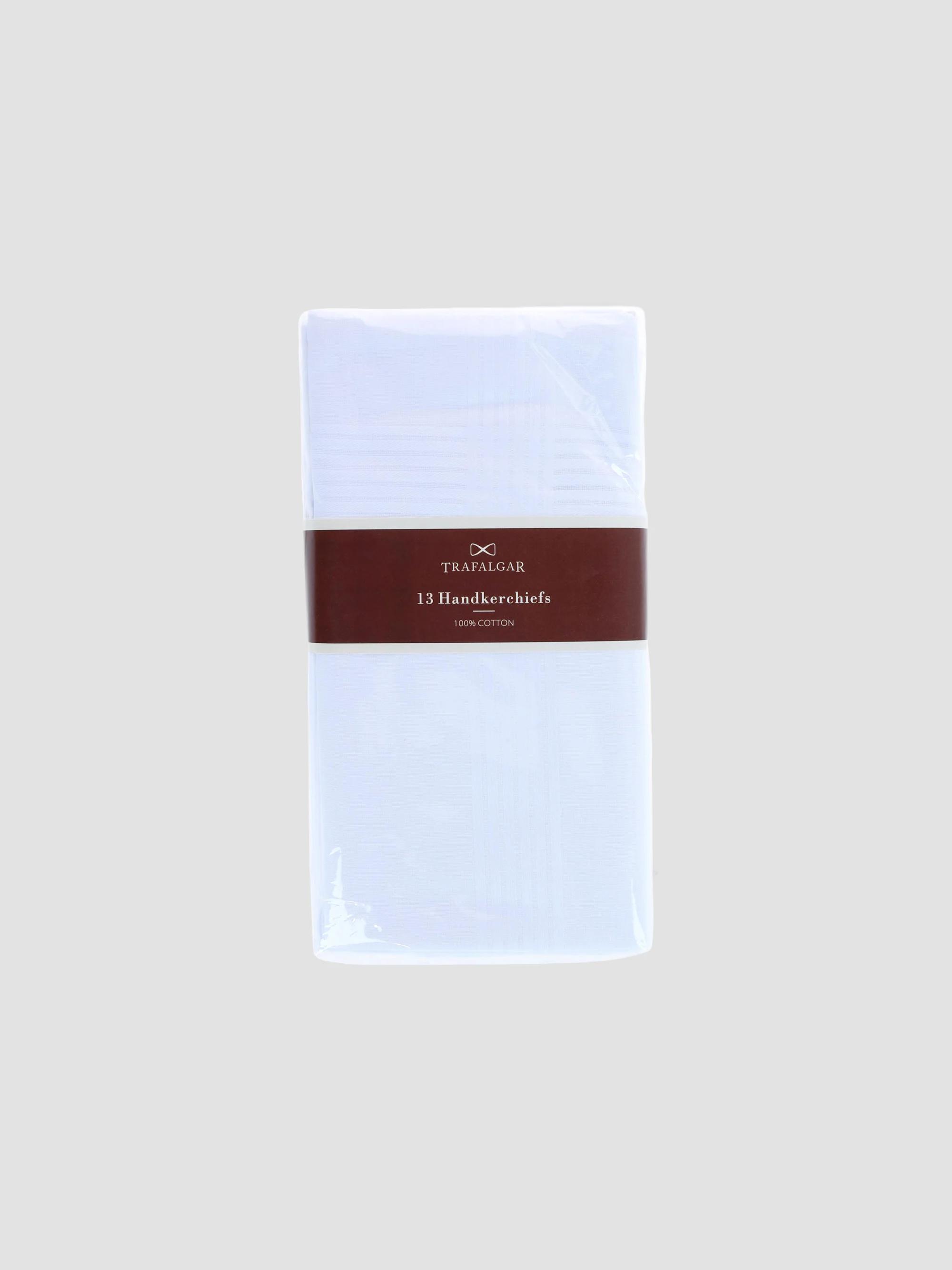 Trafalgar Men Cotton Handkerchief 13-Piece Set - White