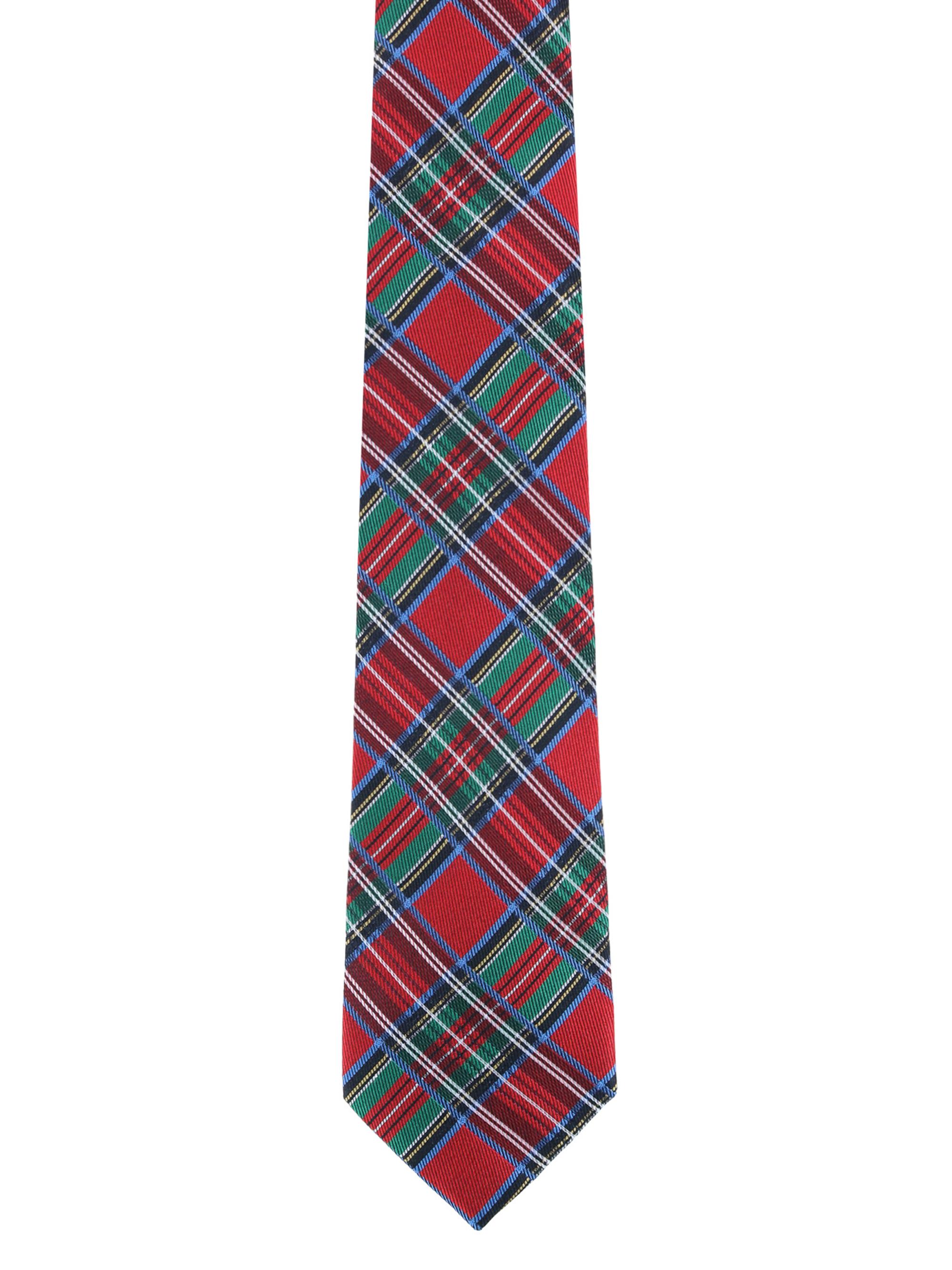Trafalgar Men's Holiday Nicholas Plaid Tie - Red