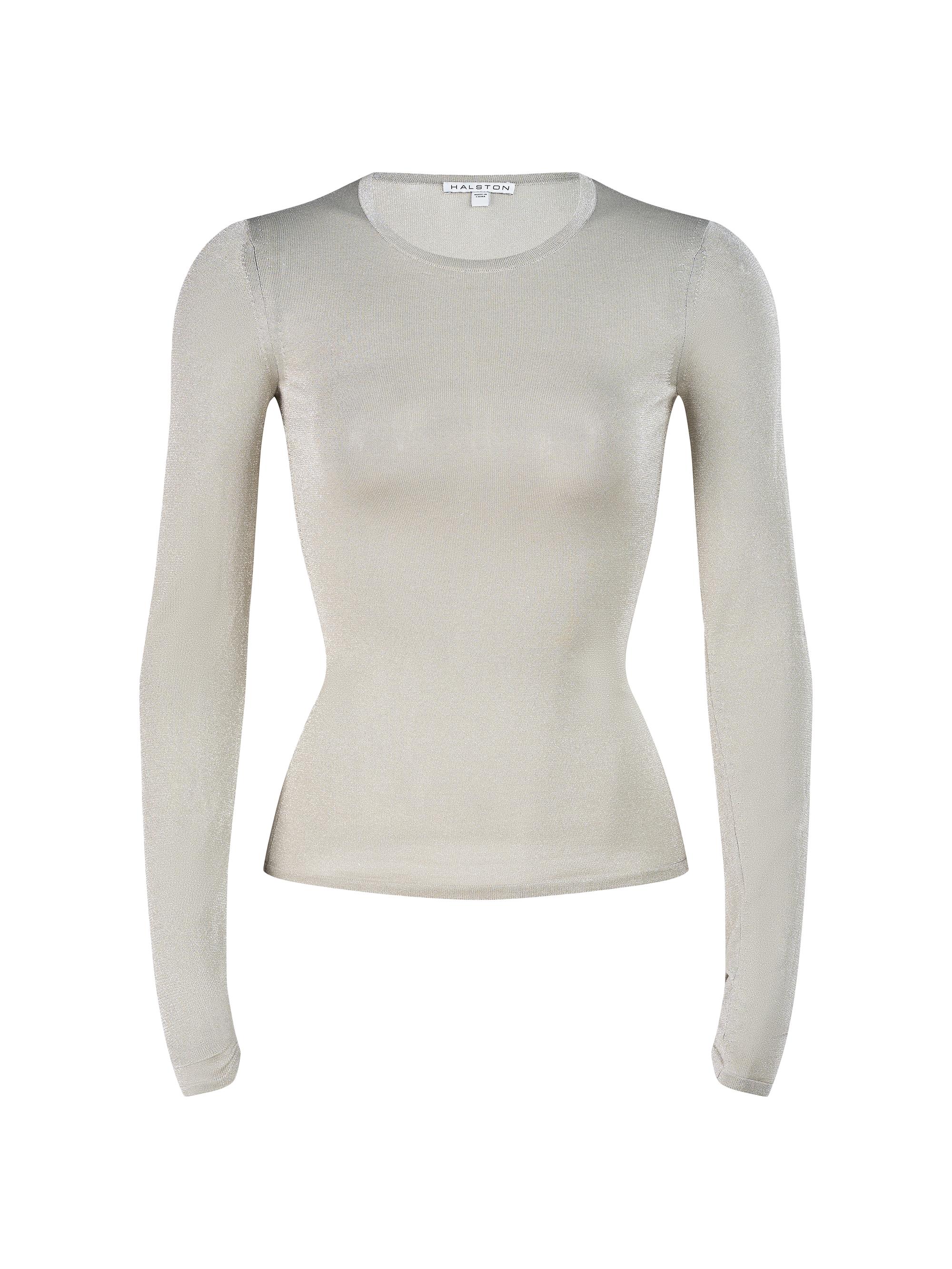 Halston Women's Lucia Metallic Crewneck Top -  Silver