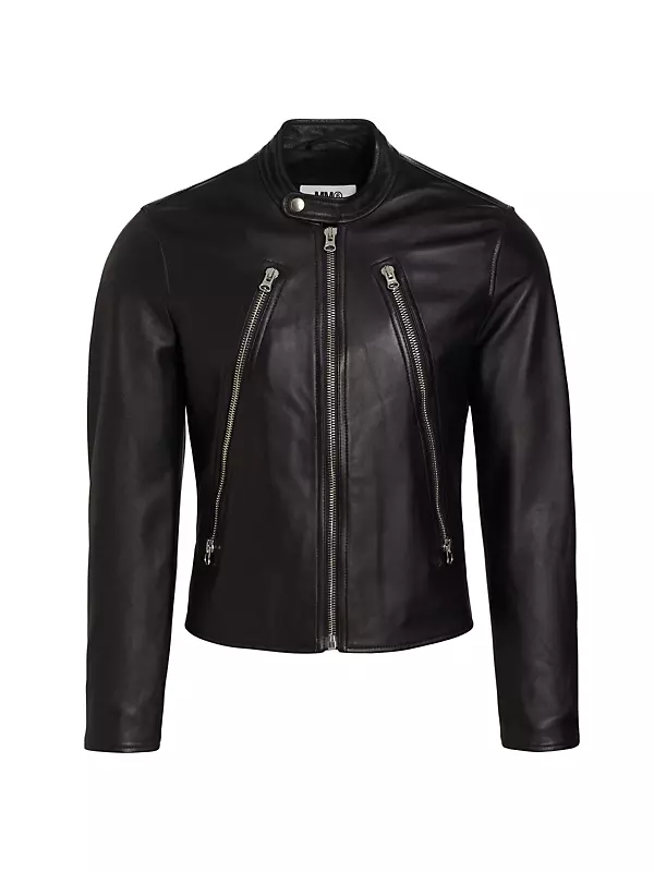 Shop MM6 Maison Margiela Leather Zip-Up Jacket | Saks Fifth Avenue