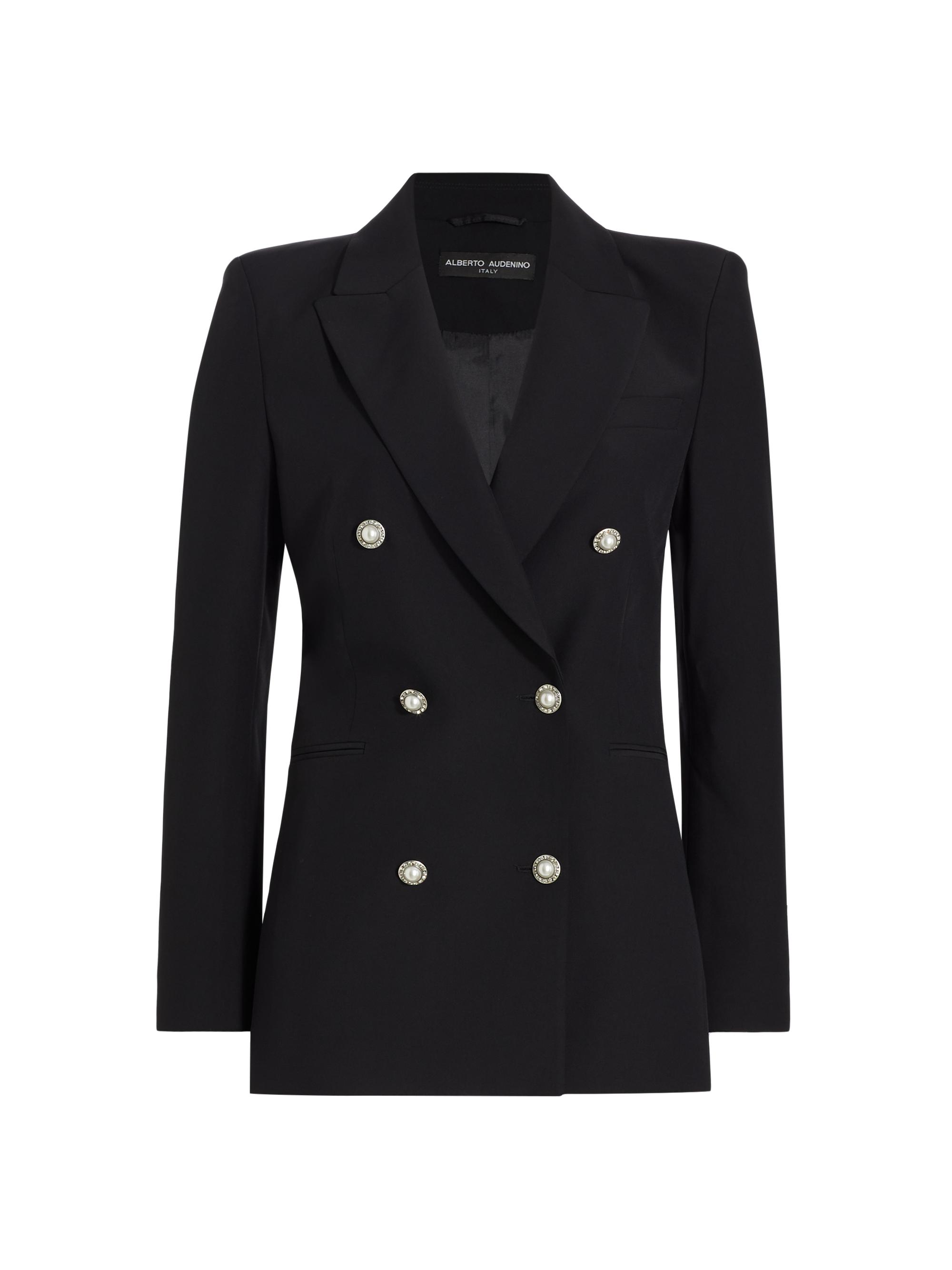Alberto Audenino Women's Greta Pearl-Button Stretch Blazer - Black