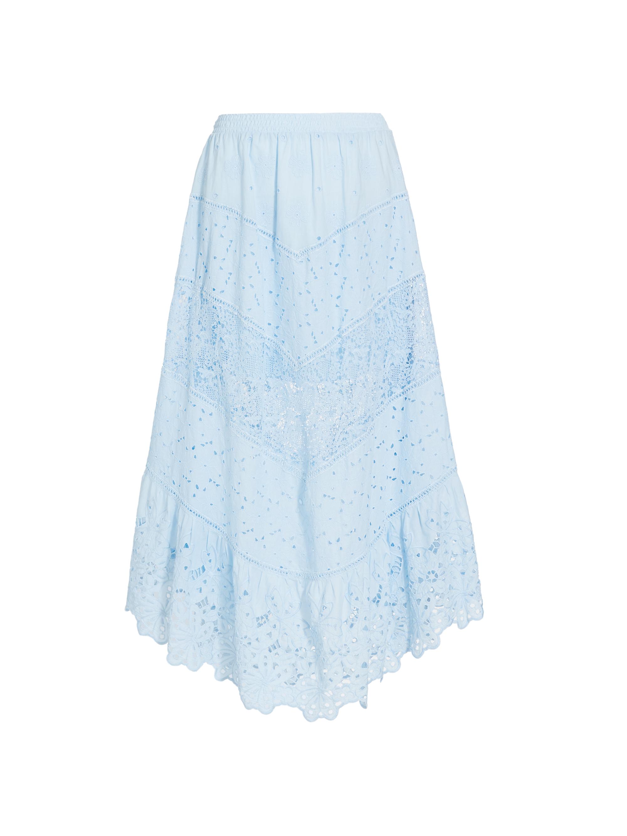 Queen Moda Women's Calla Lace Midi Skirt - Canale Blue