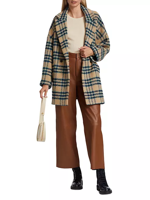 BA&SH Gus Wool Blend Tartan Plaid Oversize Coat Women's