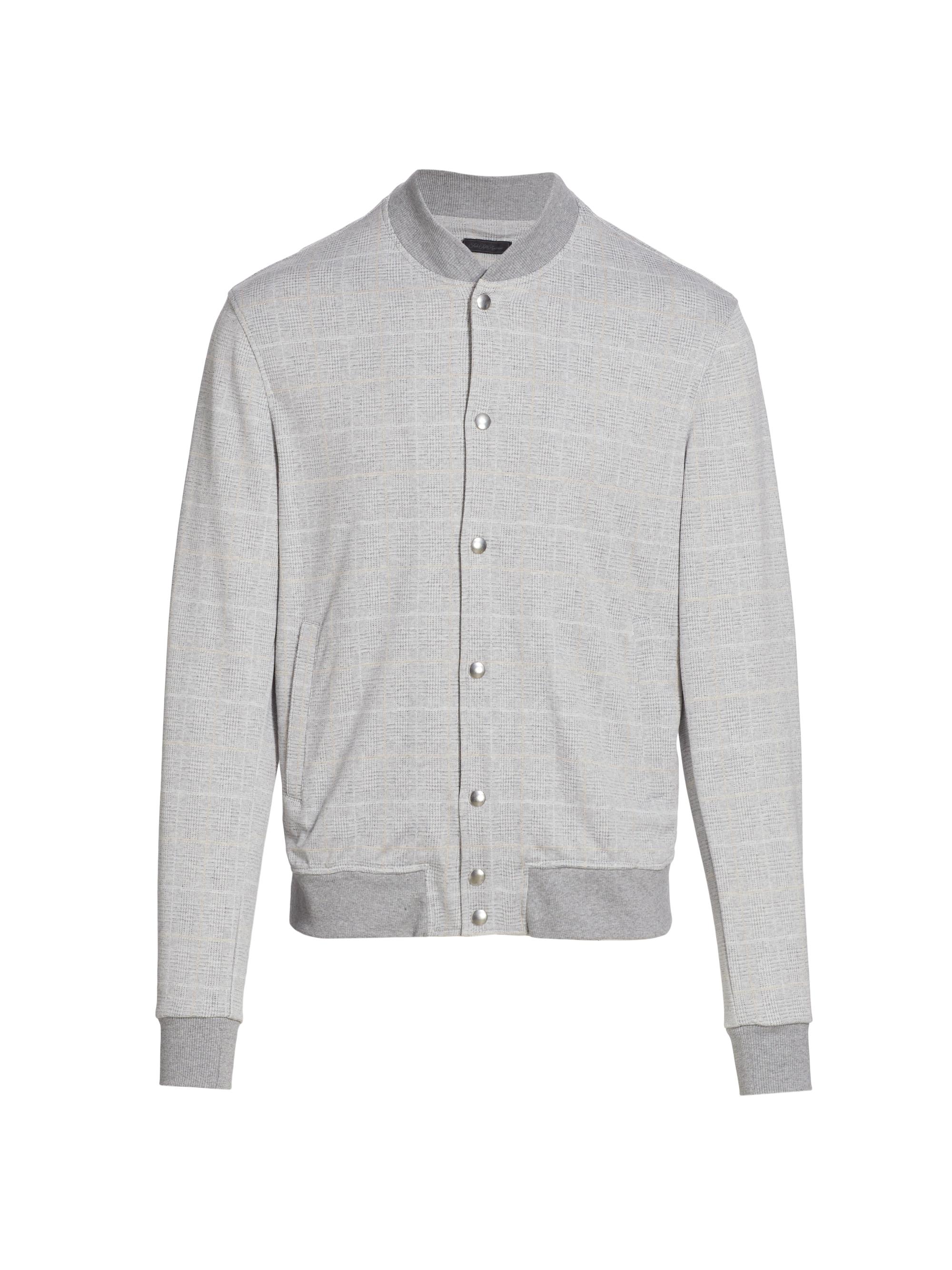 Saks Fifth Avenue Men's COLLECTION Snap Plaid Bomber Jacket - Gull Combo