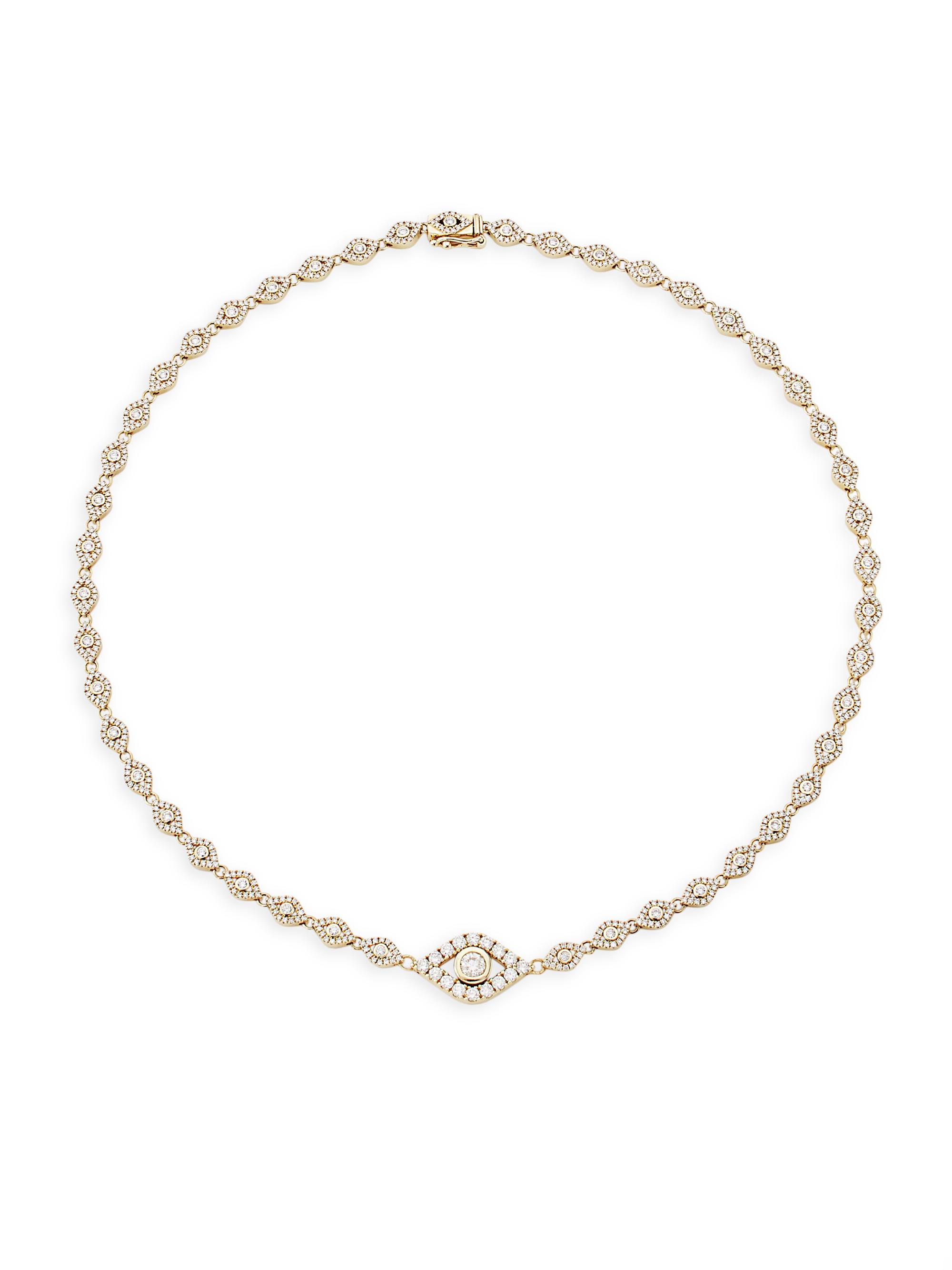 Sydney Evan Women's 14K Yellow Gold & 2.55 TCW Diamond Evil Eye Eternity Necklace - Gold