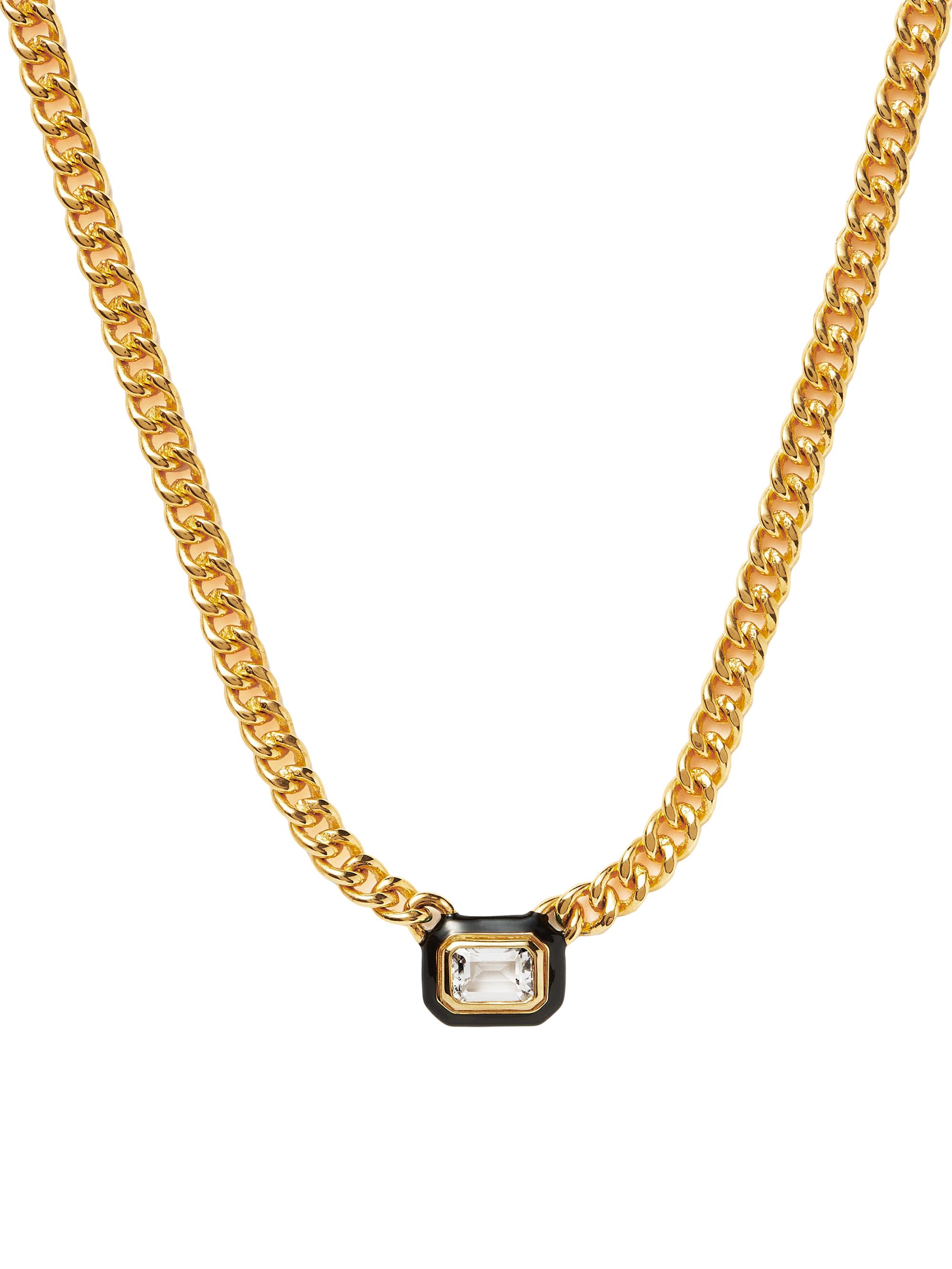 Missoma Women's 18K-Yellow-Gold Vermeil, Crystal Quartz, & Enamel Pendant Necklace - Black