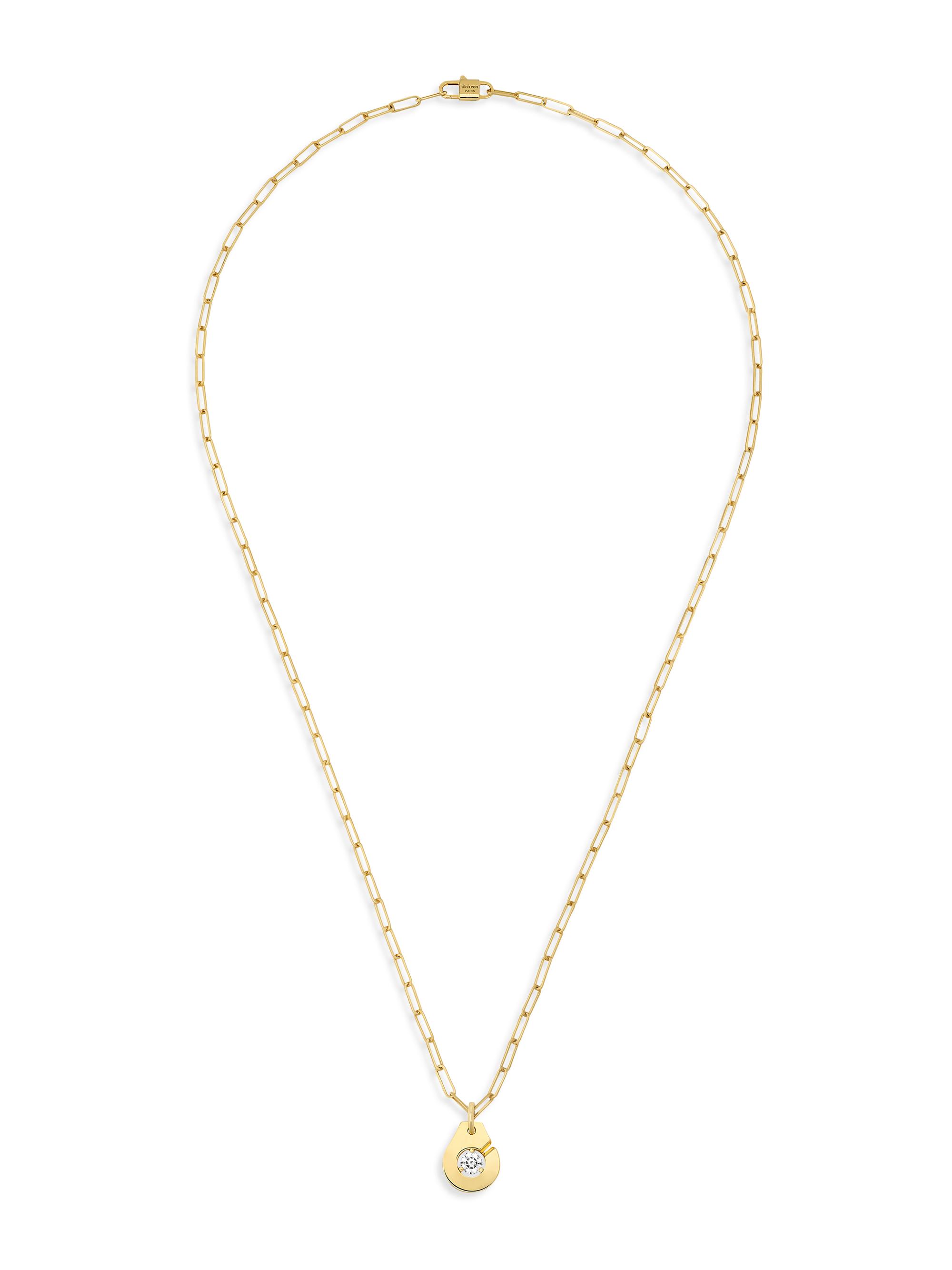 dinh van チャーム Women's Box Chain Necklace: Sterling Silver & 14K Gold