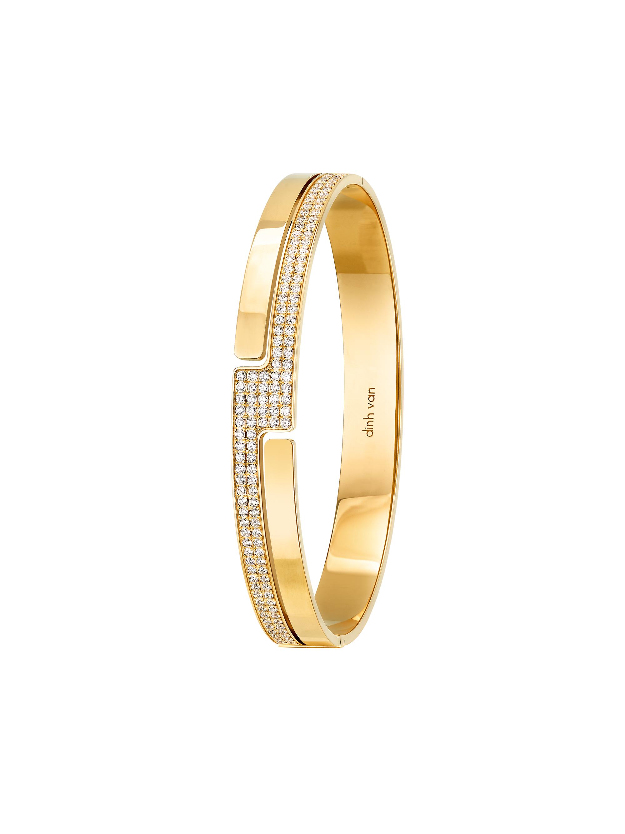 Dinh Van Women's Seventies 18K Gold & Diamond Bangle Bracelet - Yellow Gold
