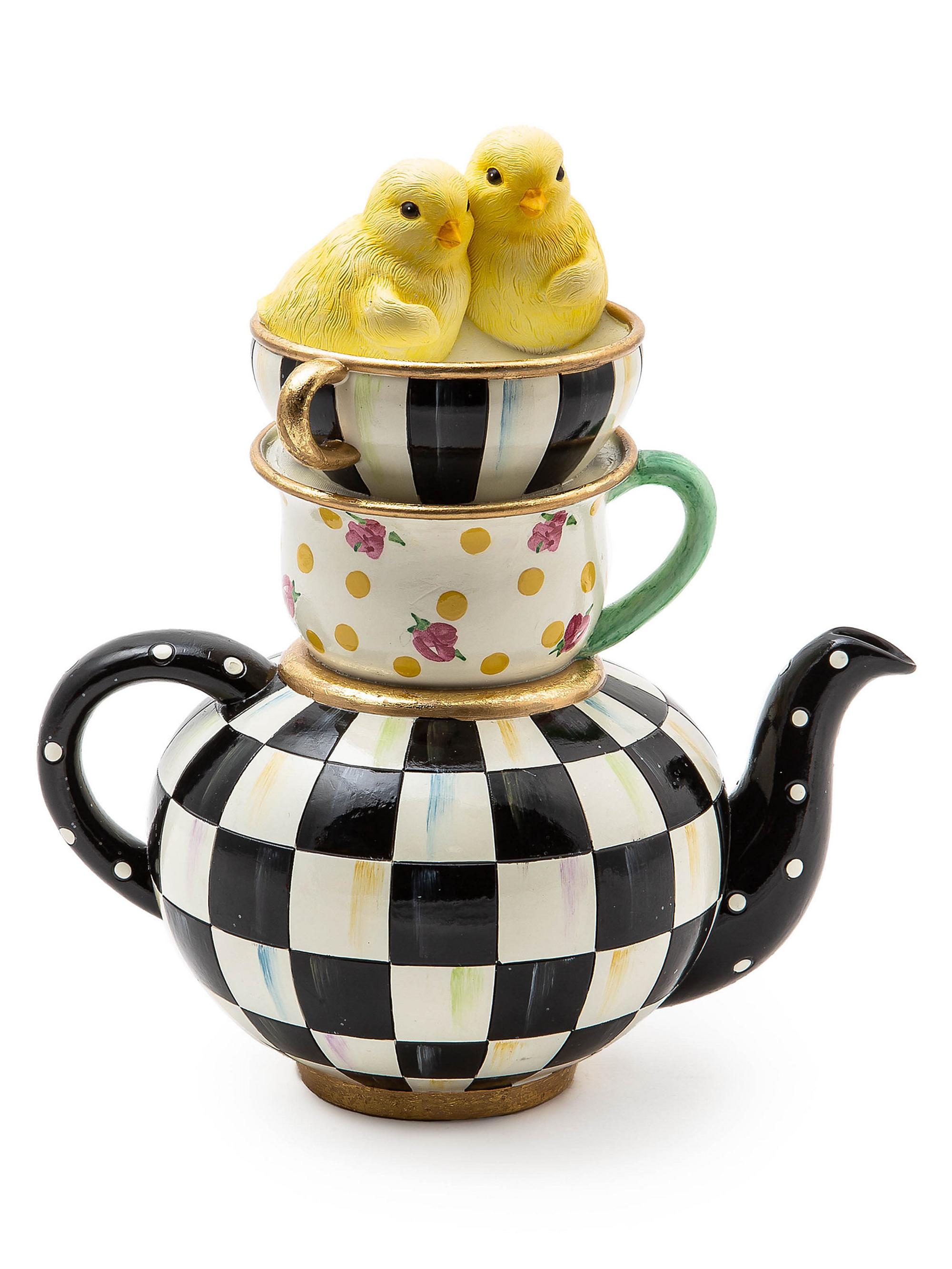 MacKenzie-Childs Courtly Chickatee Teapot Figurine