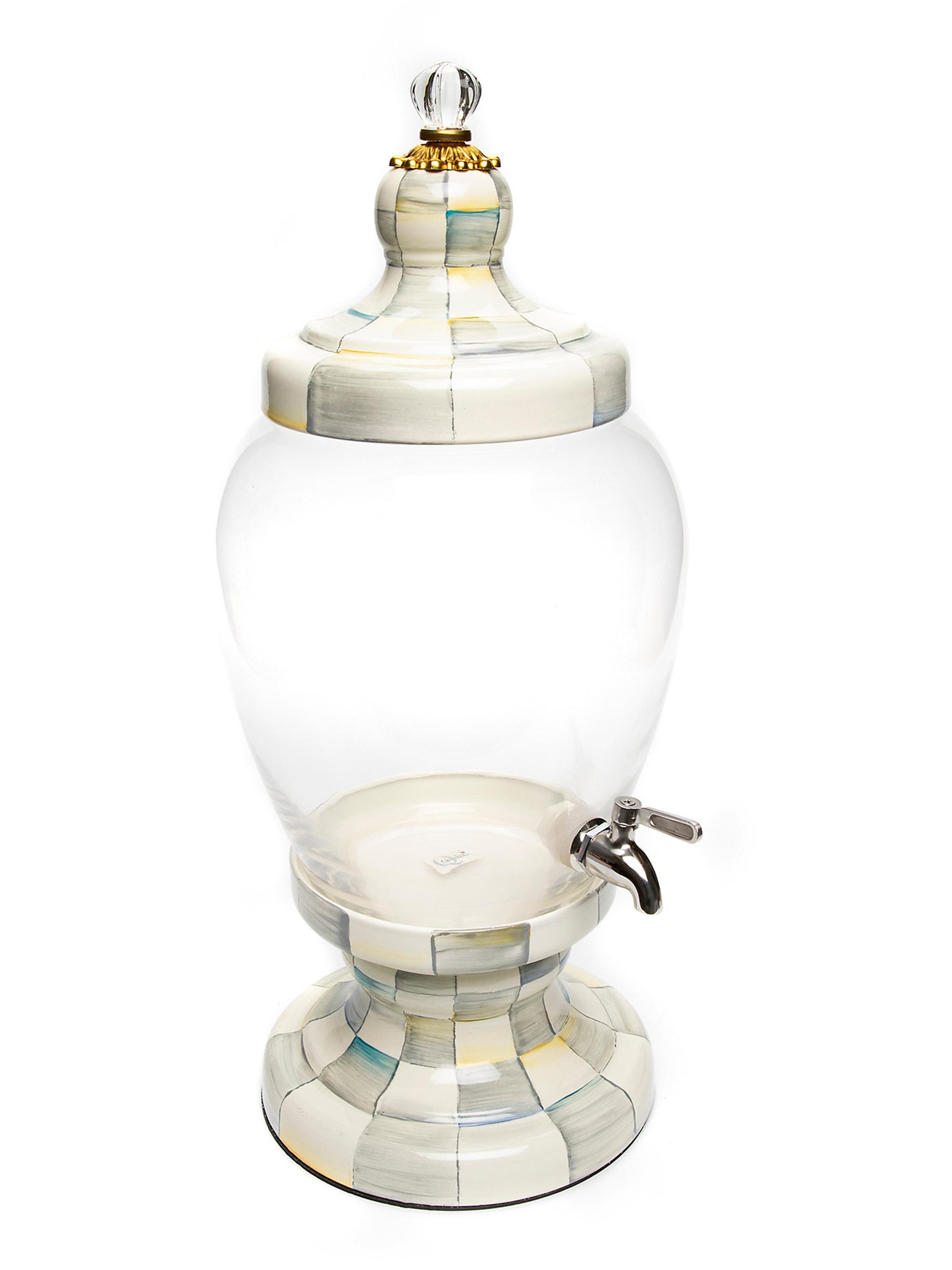 MacKenzie-Childs Sterling Check Enamel Hostess Beverage Dispenser