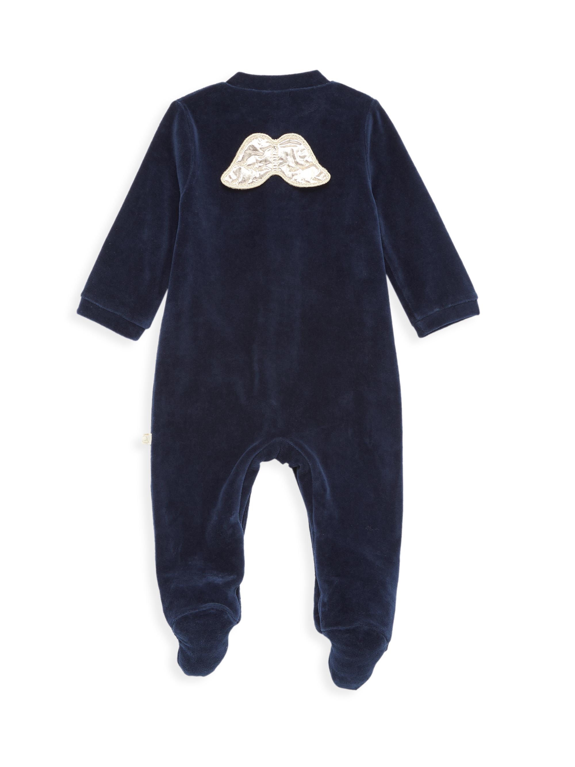 Marie-Chantal Baby's Velour Angel Wing Sleepsuit - Navy 18 Months