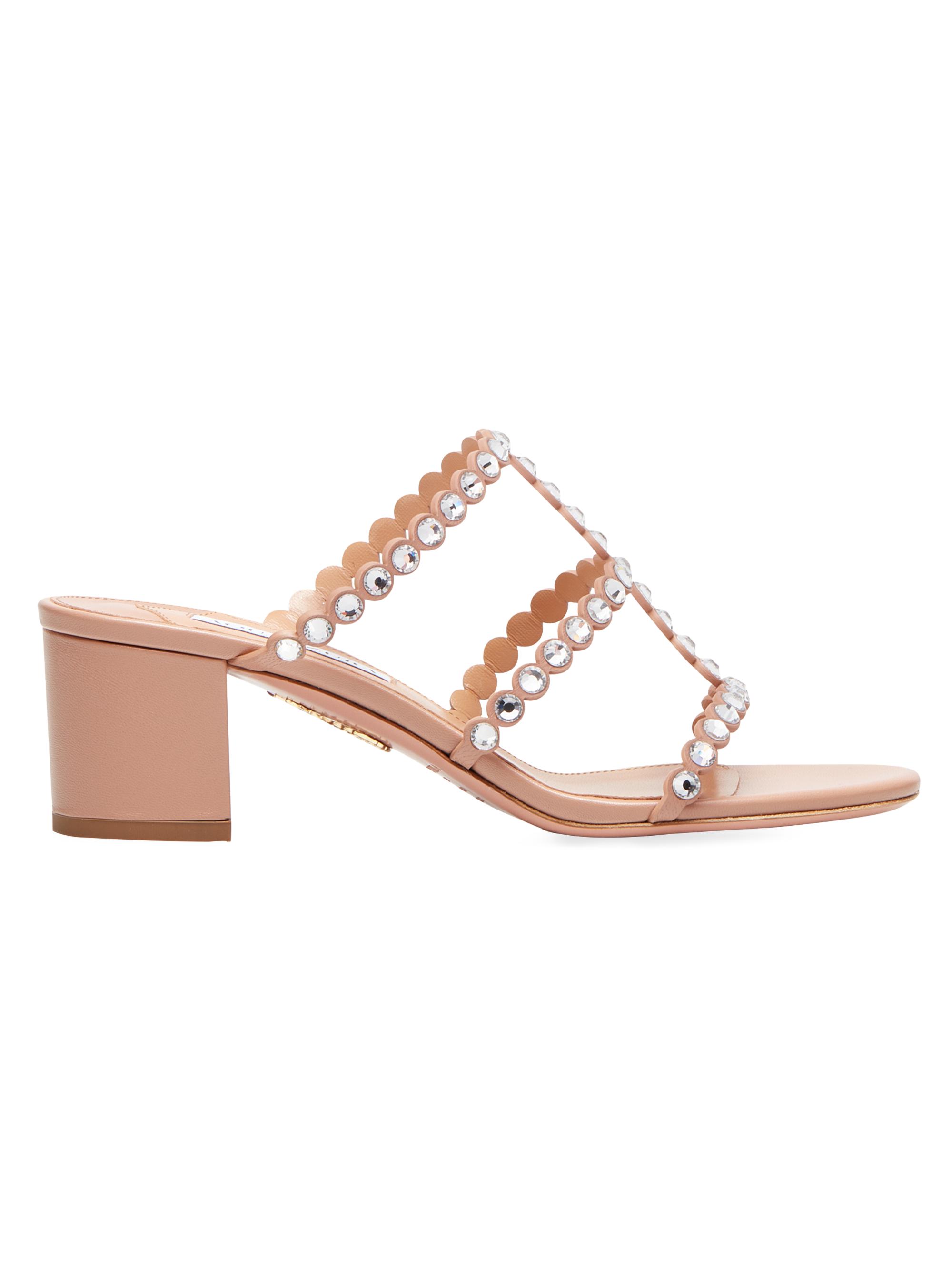 Aquazzura Tequila Embellished Leather Mules | Saks Fifth Avenue