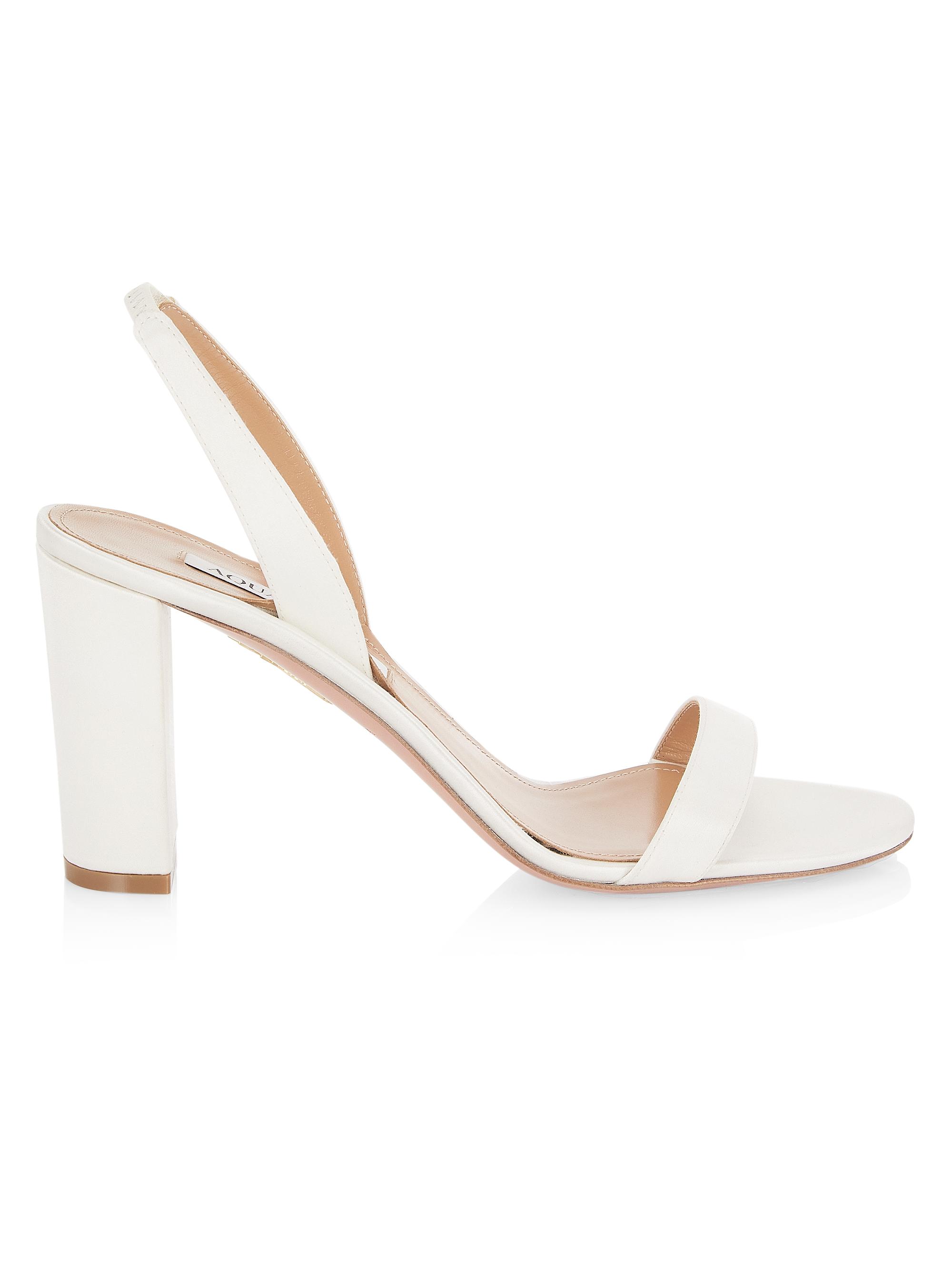 Aquazzura Women's So Nude Satin Slingback Sandals - White