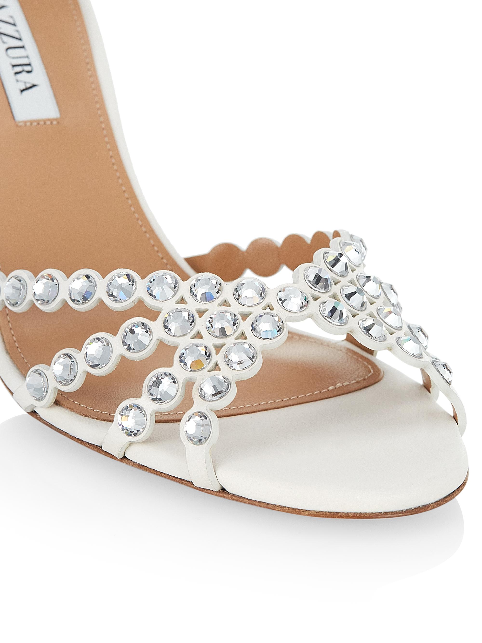 Aquazzura Tequila 85MM Bead & Leather Sandals | Saks Fifth Avenue