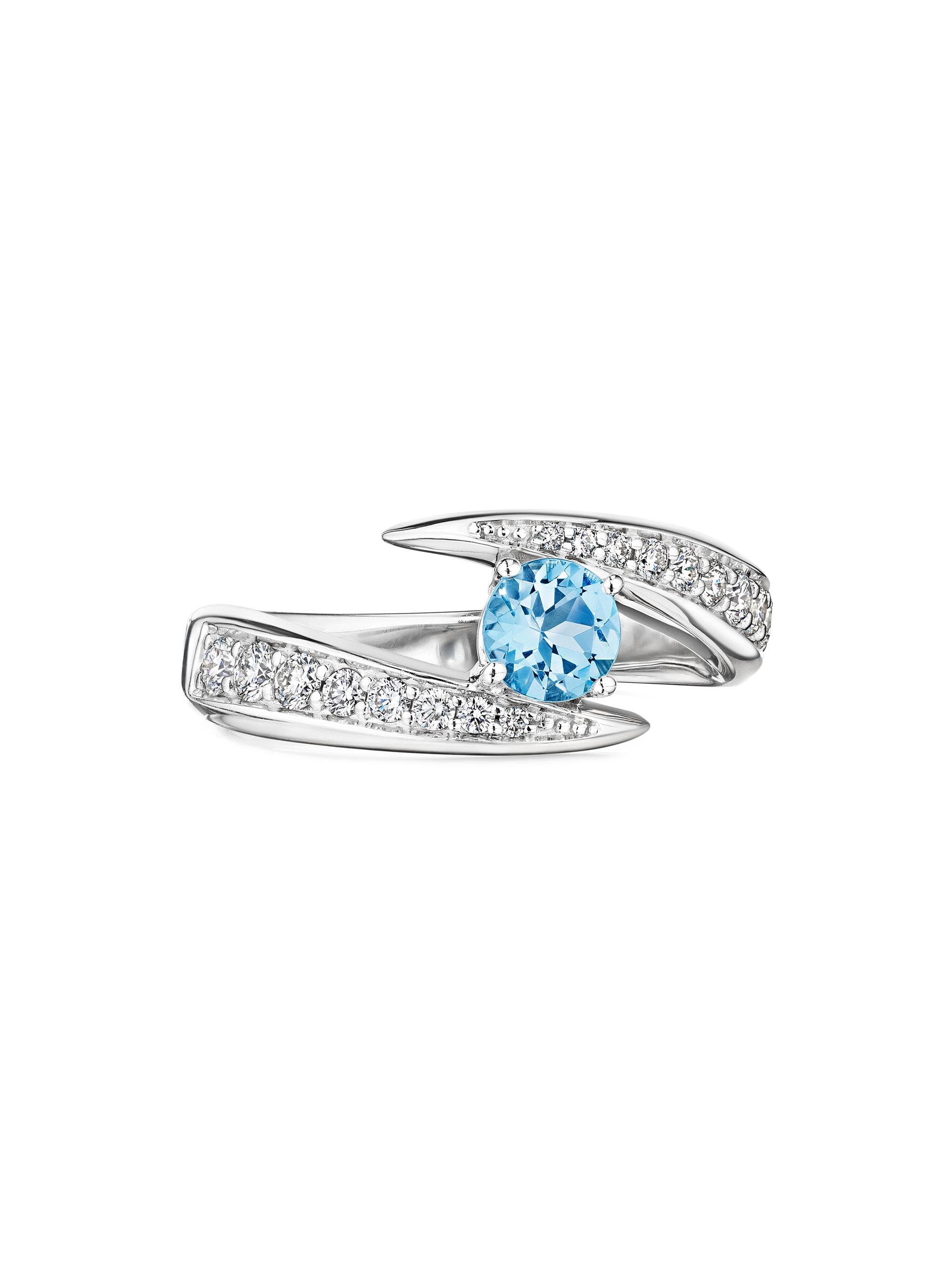 Hueb Women's 18K White Gold, Blue Aquamarine & 0.4 TCW Diamonds Bypass Ring - White Gold