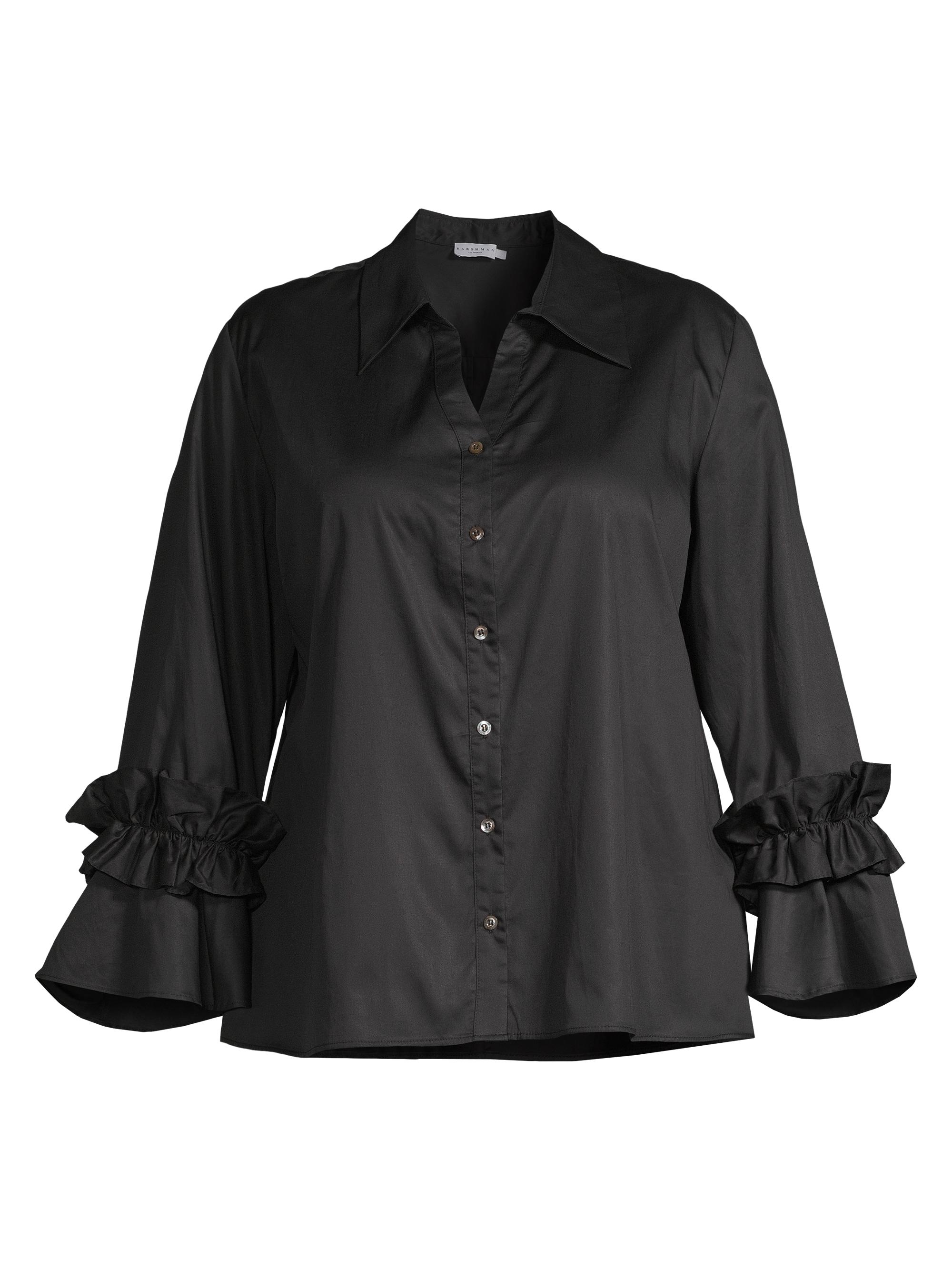 Harshman Women's Selina Ruffled-Sleeve Shirt - Black