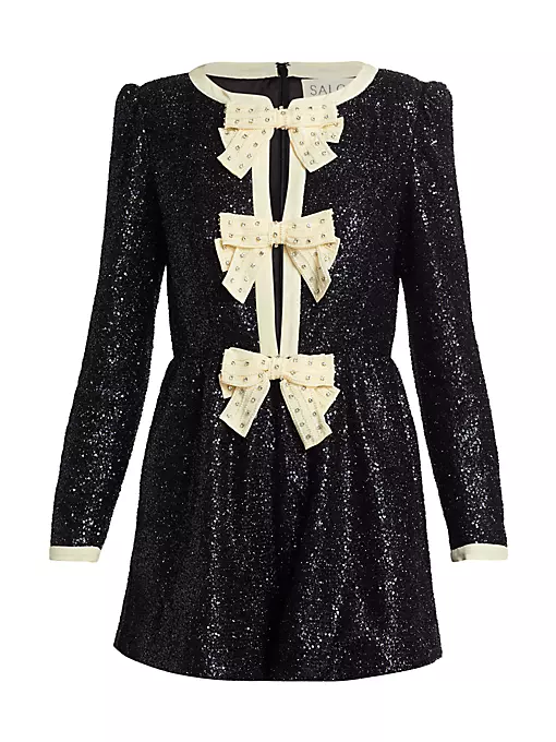 Saloni - Camille Sequin Bow Playsuit