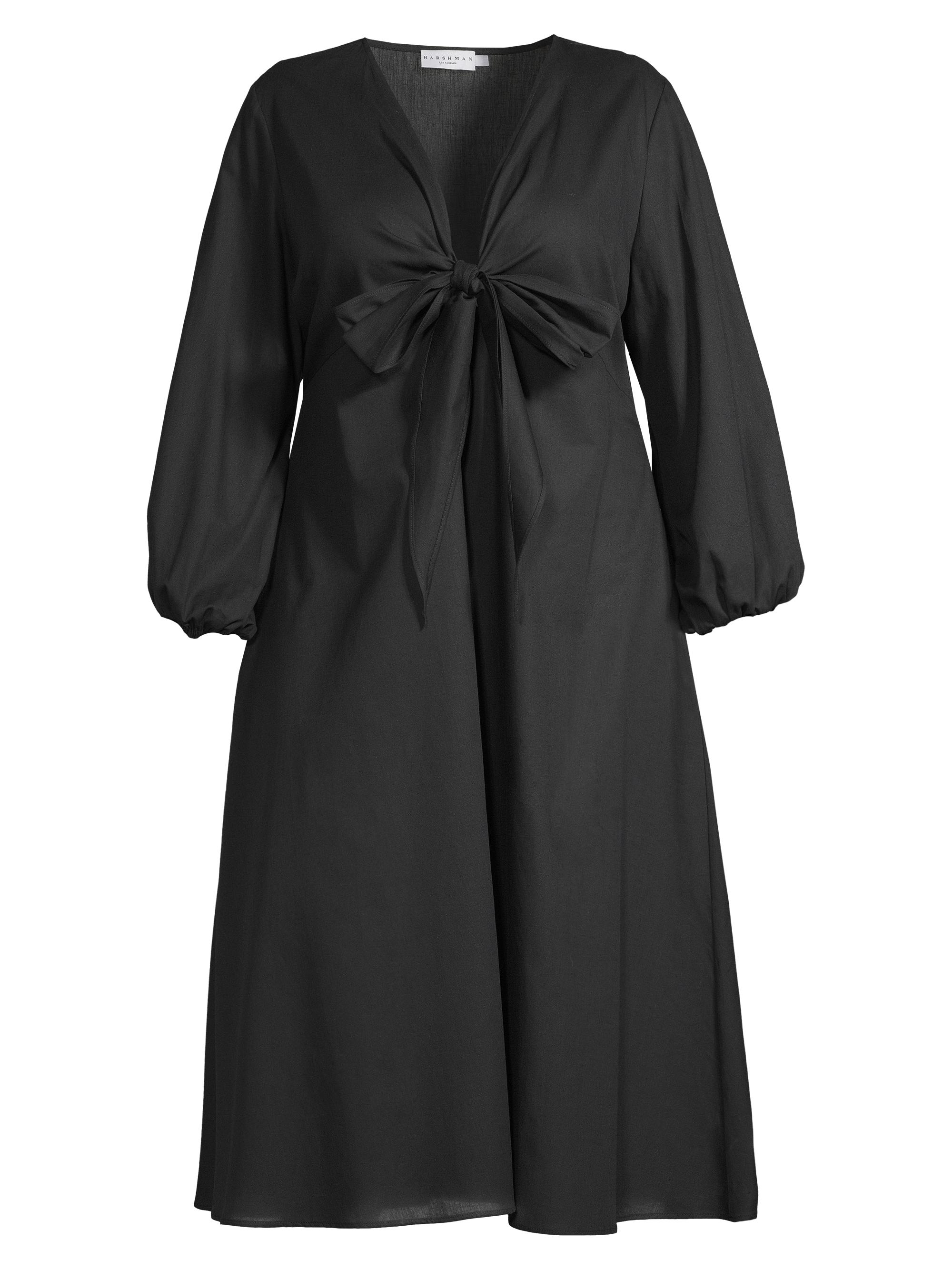 Harshman Women's Novella Puff-Sleeve Midi-Dress - Black