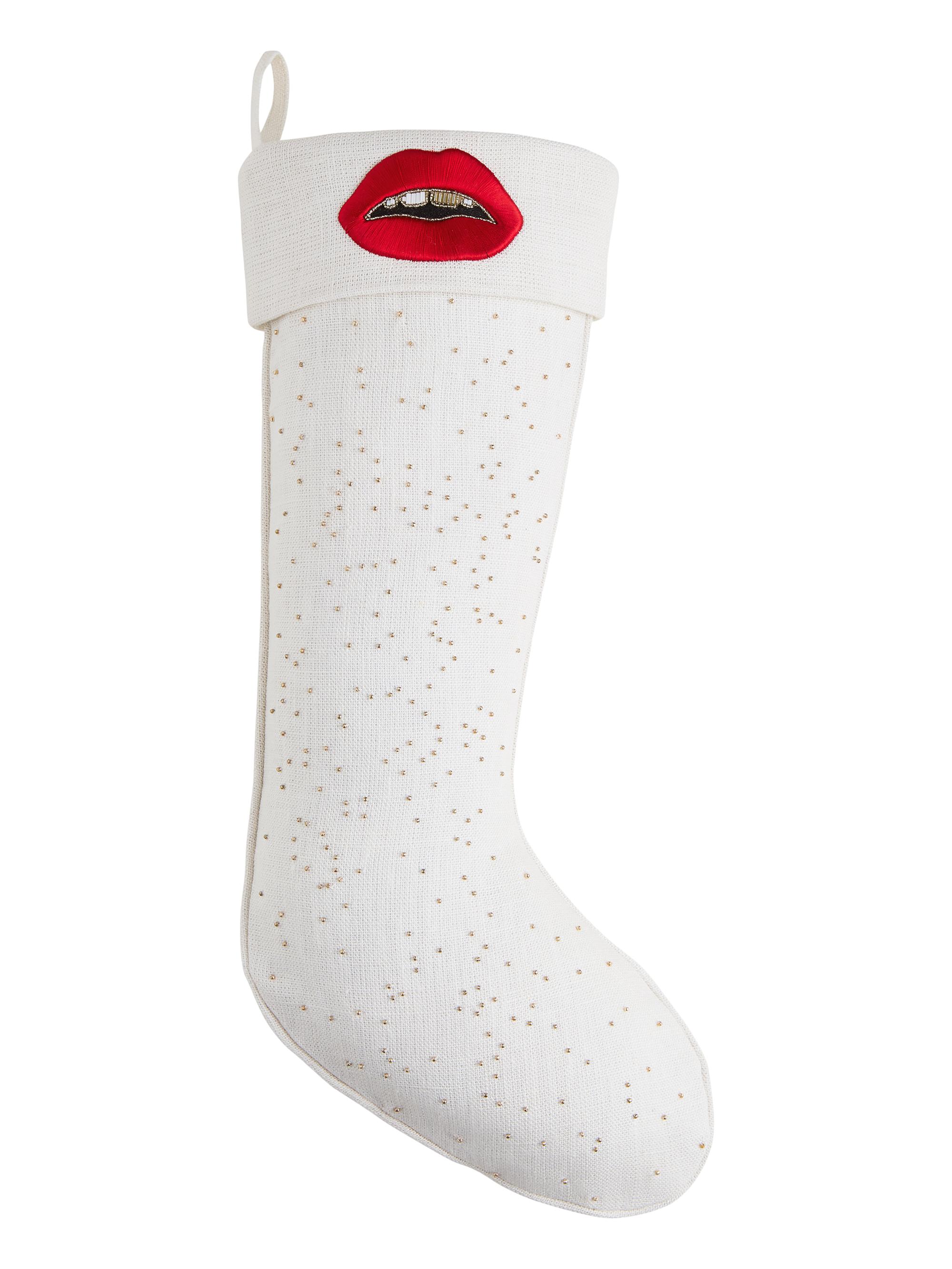 Jonathan Adler Lips Beaded Stocking