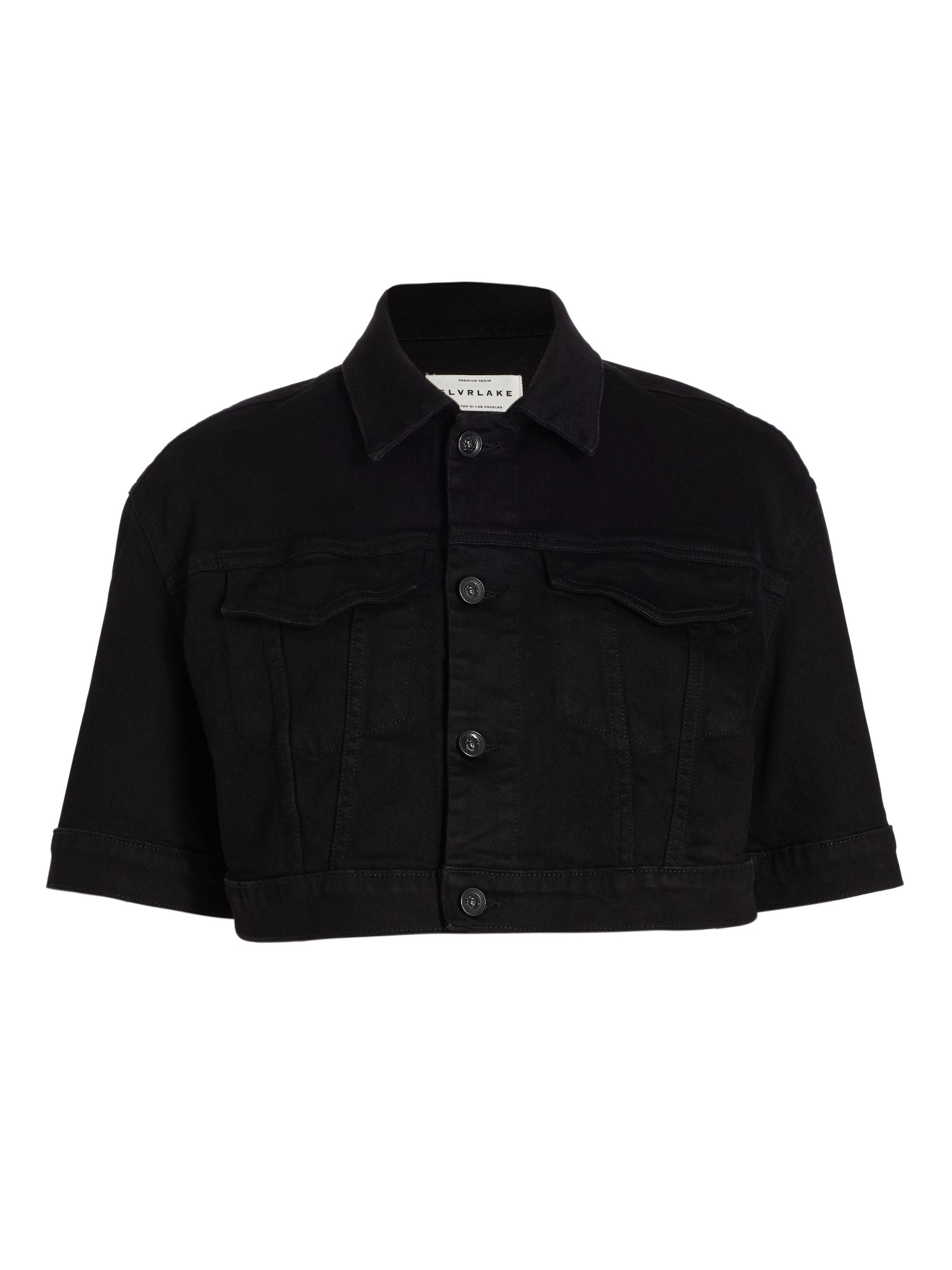 SLVRLAKE Women's Lola Cropped Trucker Top - Jet Black