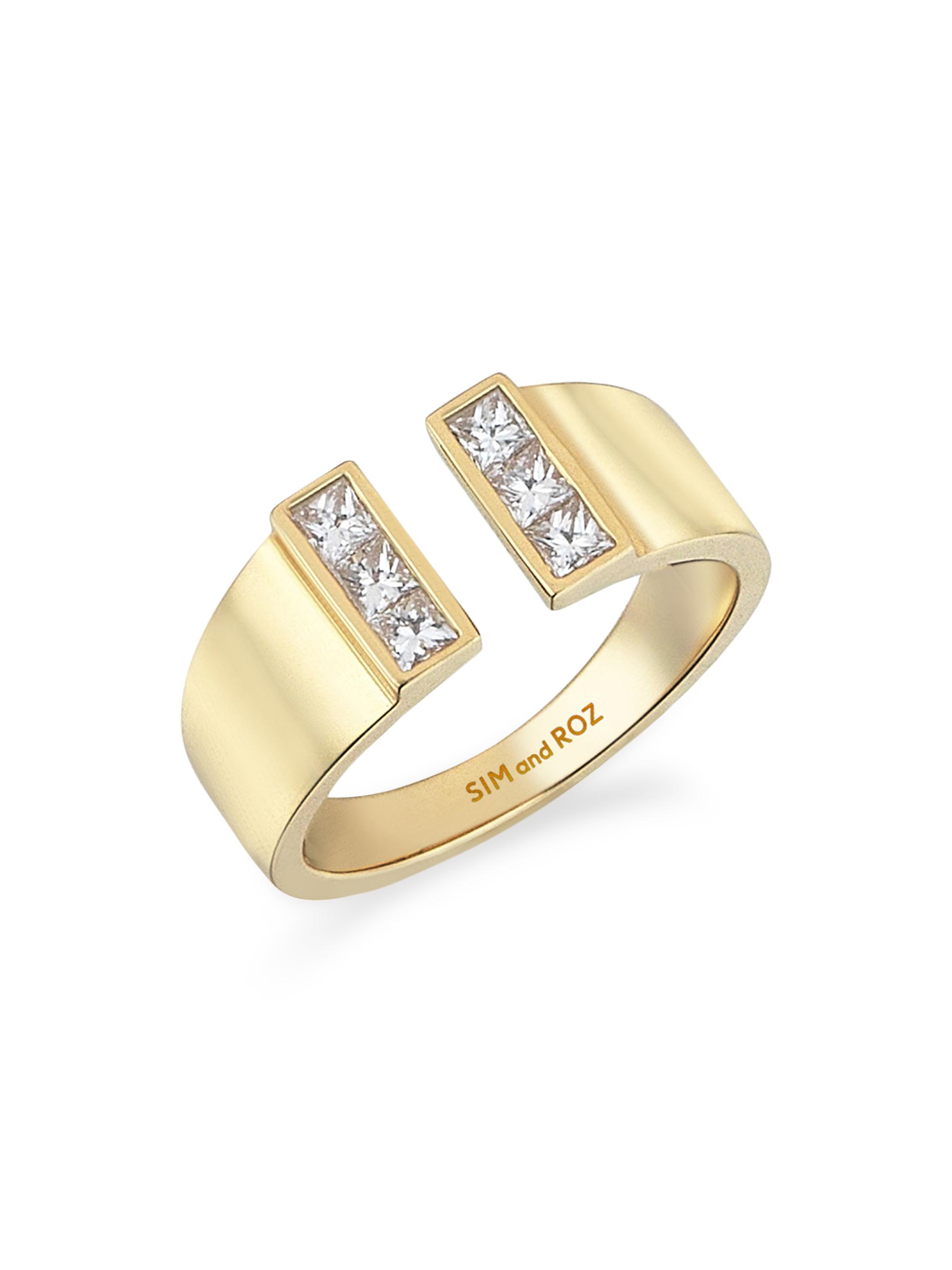 Sim and Roz Women's Vortex Loa 14K Yellow Gold & 0.41 TCW Diamond Cuff Ring - Yellow Gold