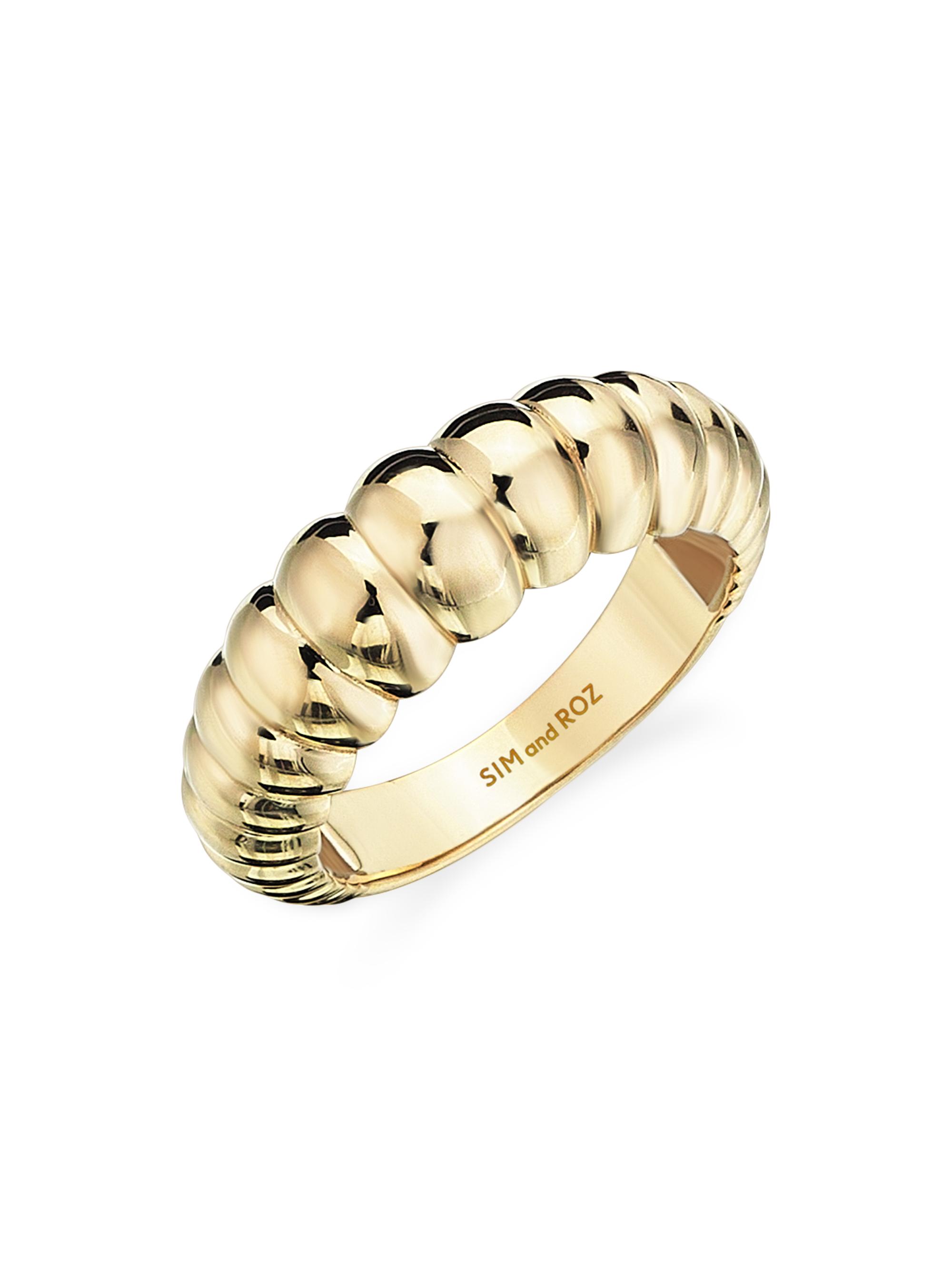 Sim and Roz Women's Connected Morphose 14K Yellow Gold Fluted Ring - Yellow Gold