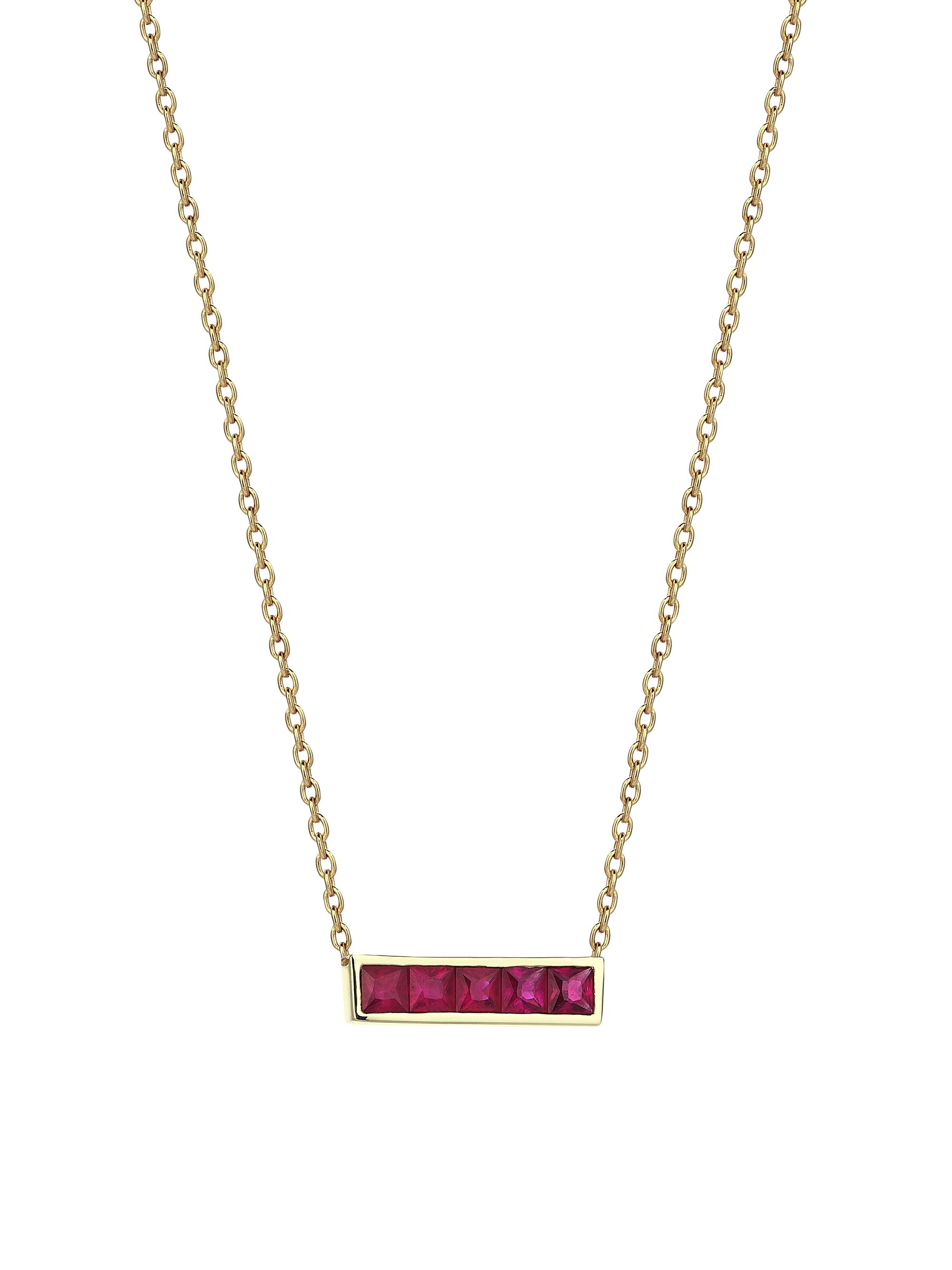 Sim and Roz Women's Essentials 14K Yellow Gold & 0.59 TCW Ruby Princess Bar Necklace - Red