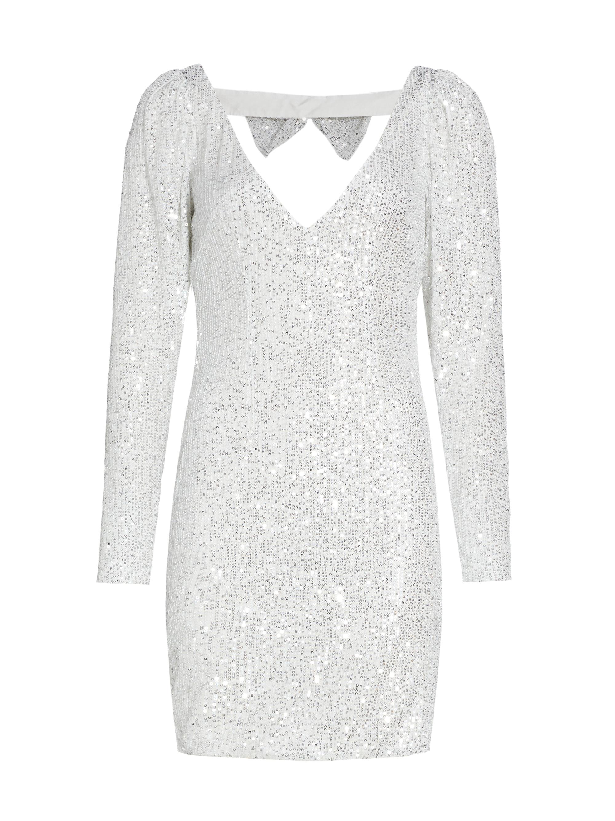 Caroline Constas Women's Sequin Jersey Bow Minidress - White