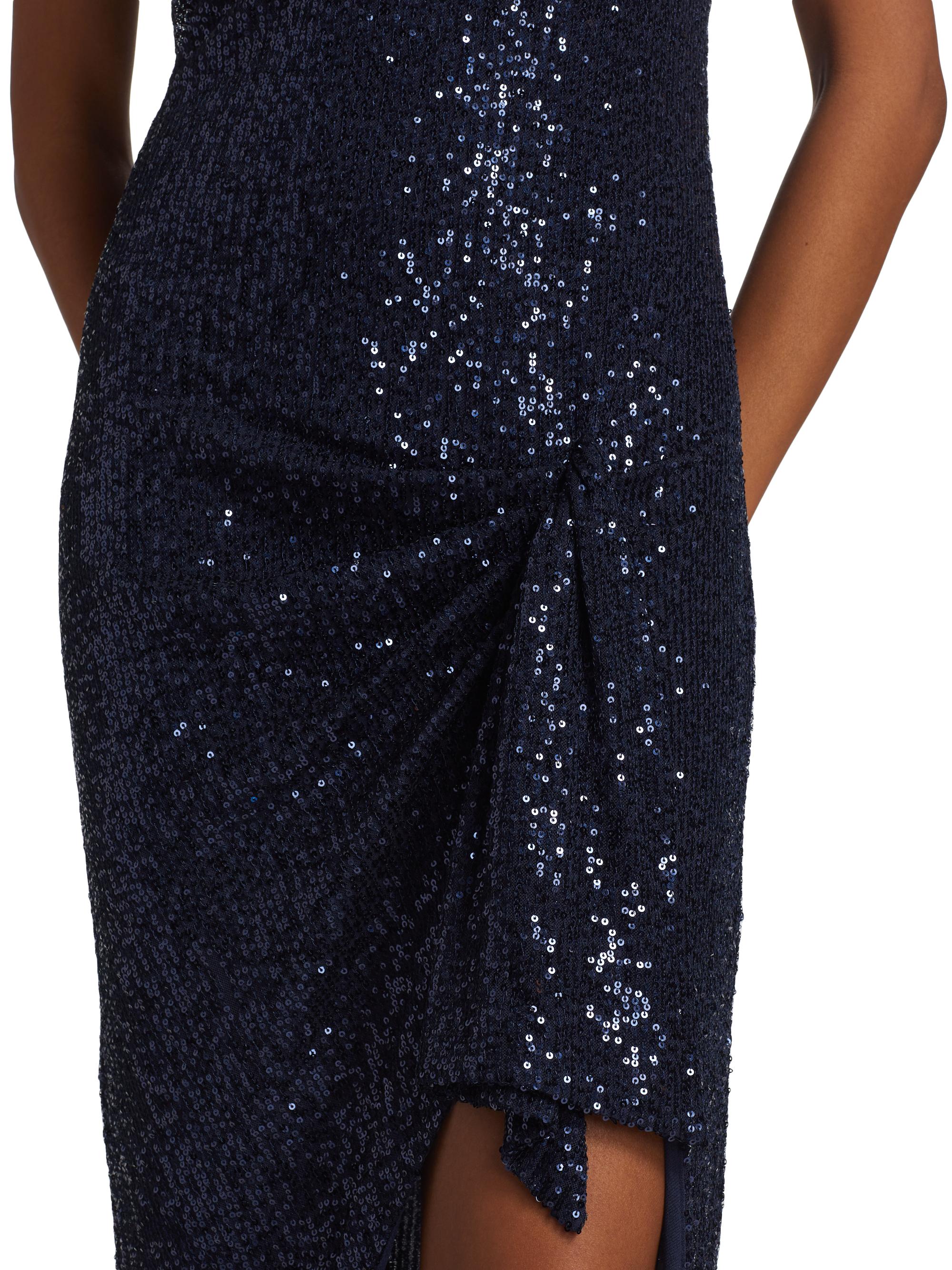 caroline constas sequin dress Caroline Constas Genevieve Draped-Hem Sequin Mini Dress
