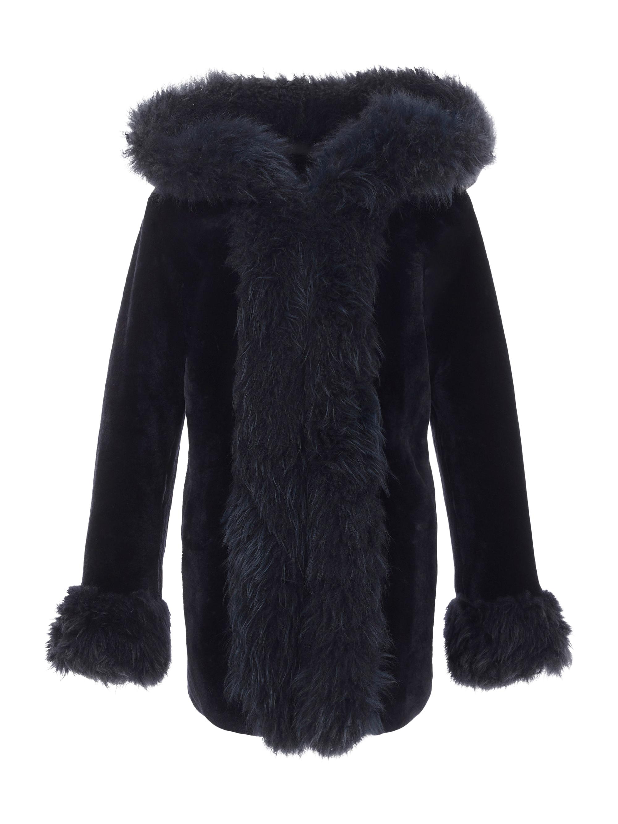 Gorski Women's Reversible Shearling Lamb Jacket - Navy