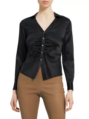 Versace Black Ruched Blouse