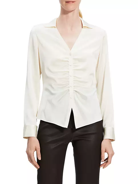 Shop Theory Stretch-Silk Ruched Shirt | Saks Fifth Avenue