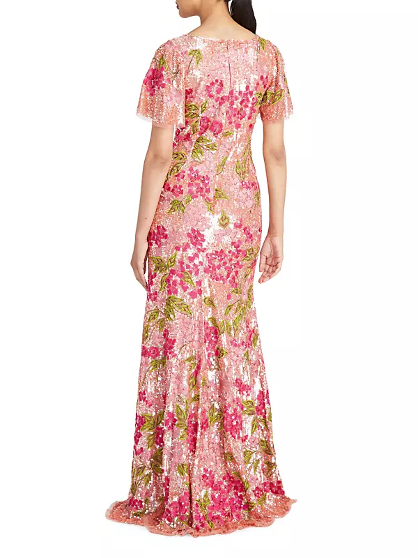 Adelina Floral Sequin Column Gown