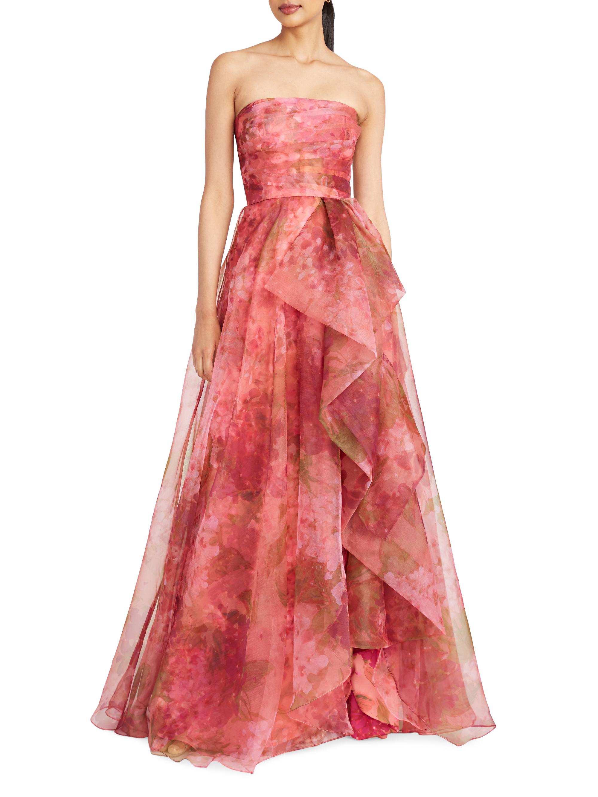 Theia Fahreta Floral Strapless Gown | Saks Fifth Avenue