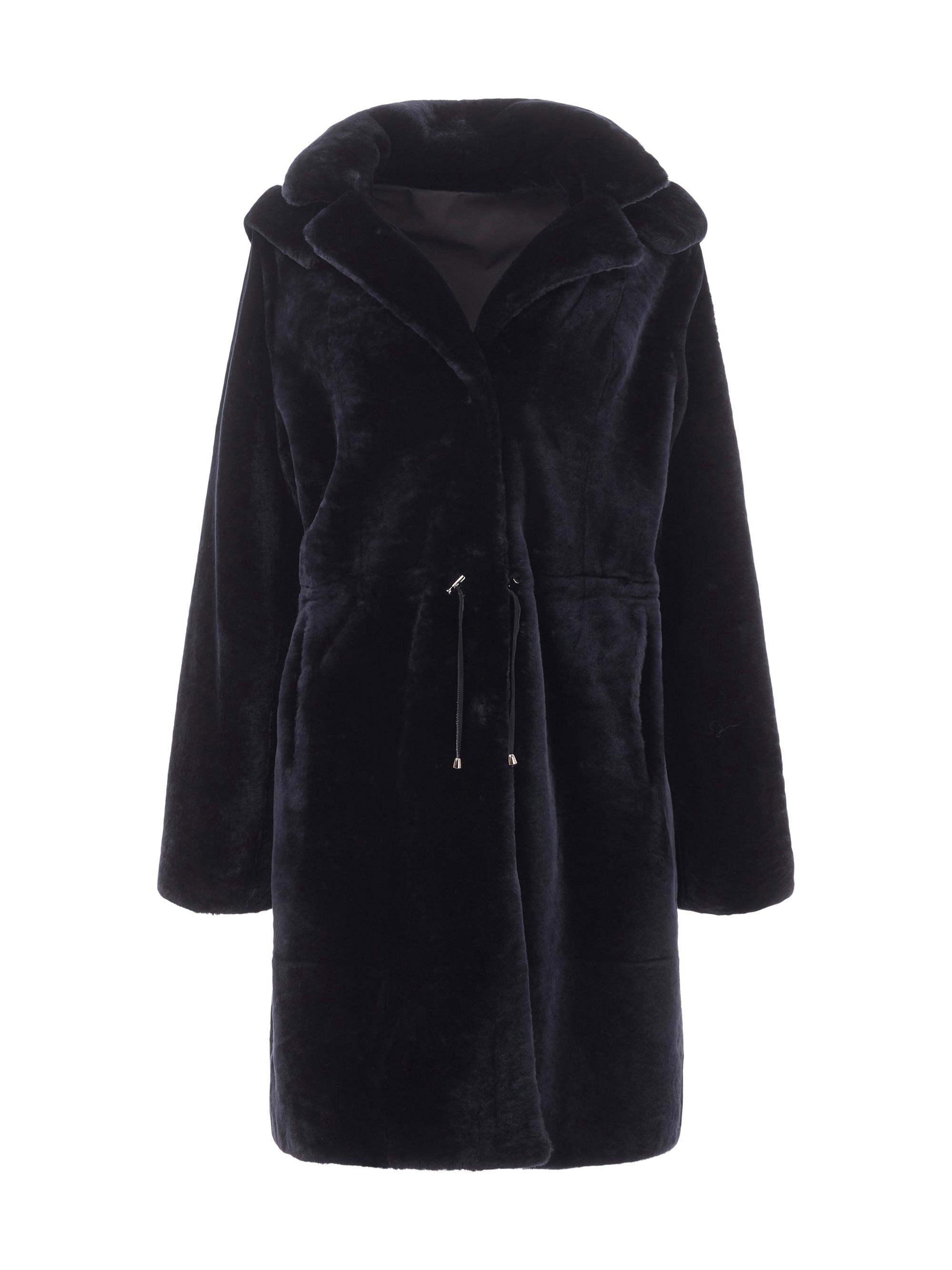 Gorski Women's Reversible Plush Shearling Coat - Navy
