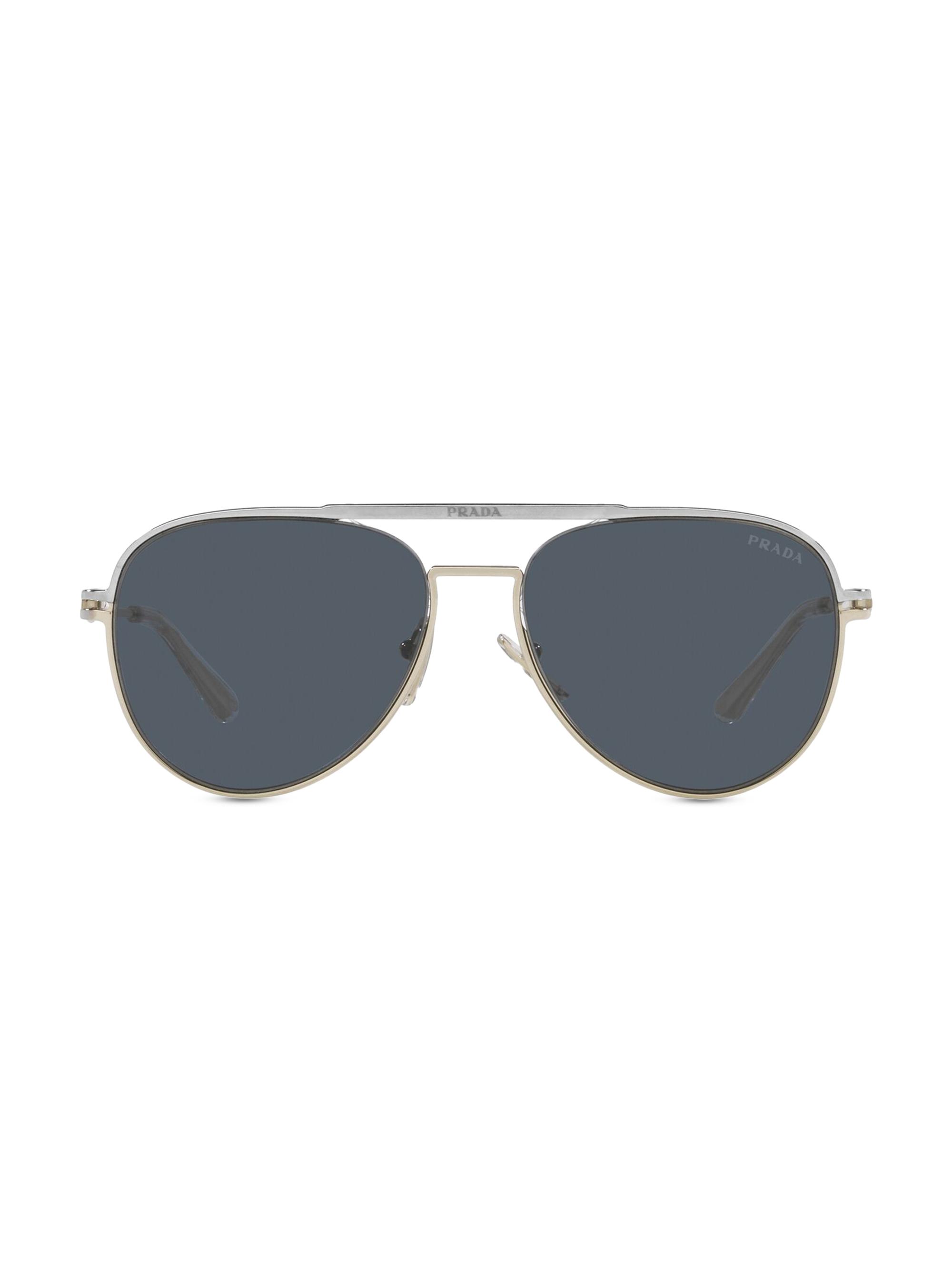 Prada Men's 57MM Metal Pilot Sunglasses - Dark Grey