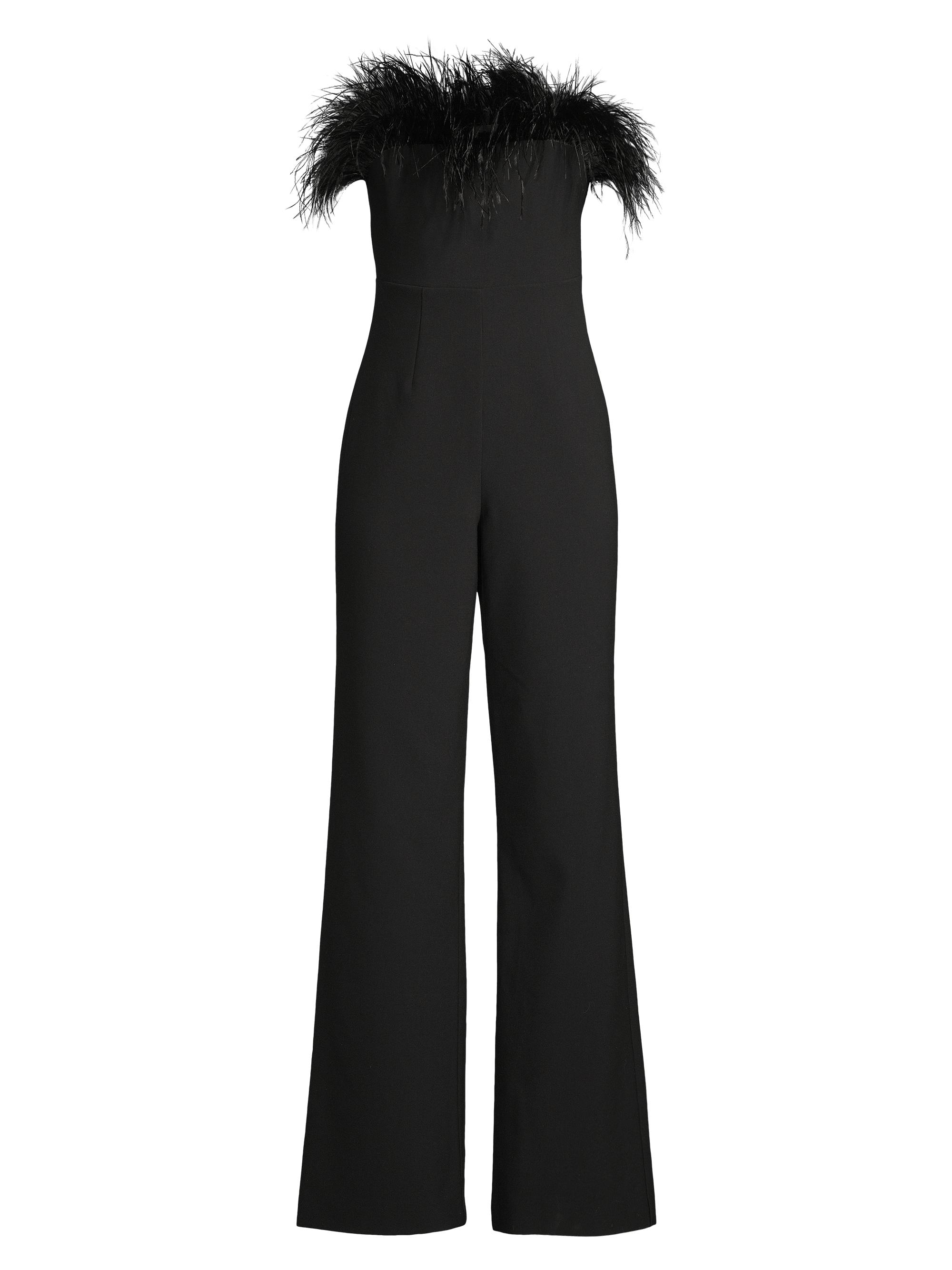 Likely Women's Desi Feather-Trimmed Jumpsuit - Black