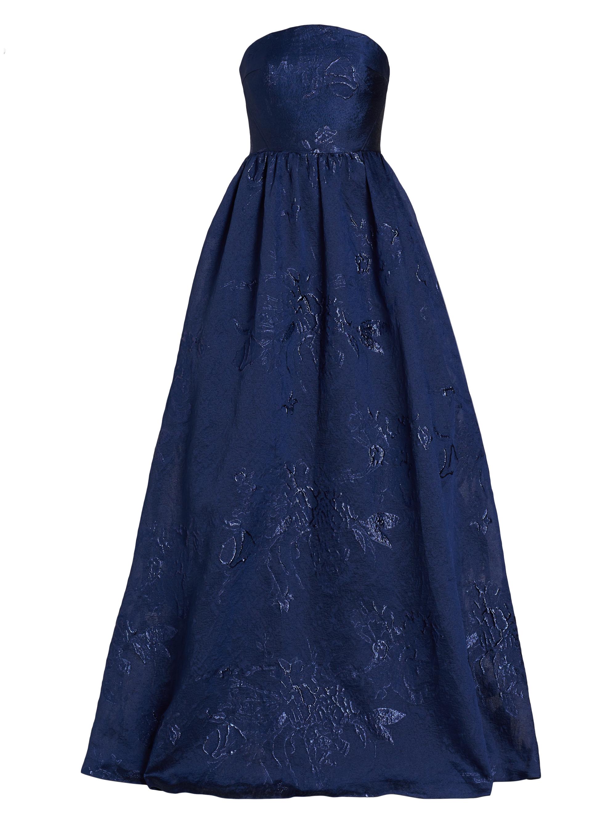 ML Monique Lhuillier Women's Strapless Jacquard Gown - Navy