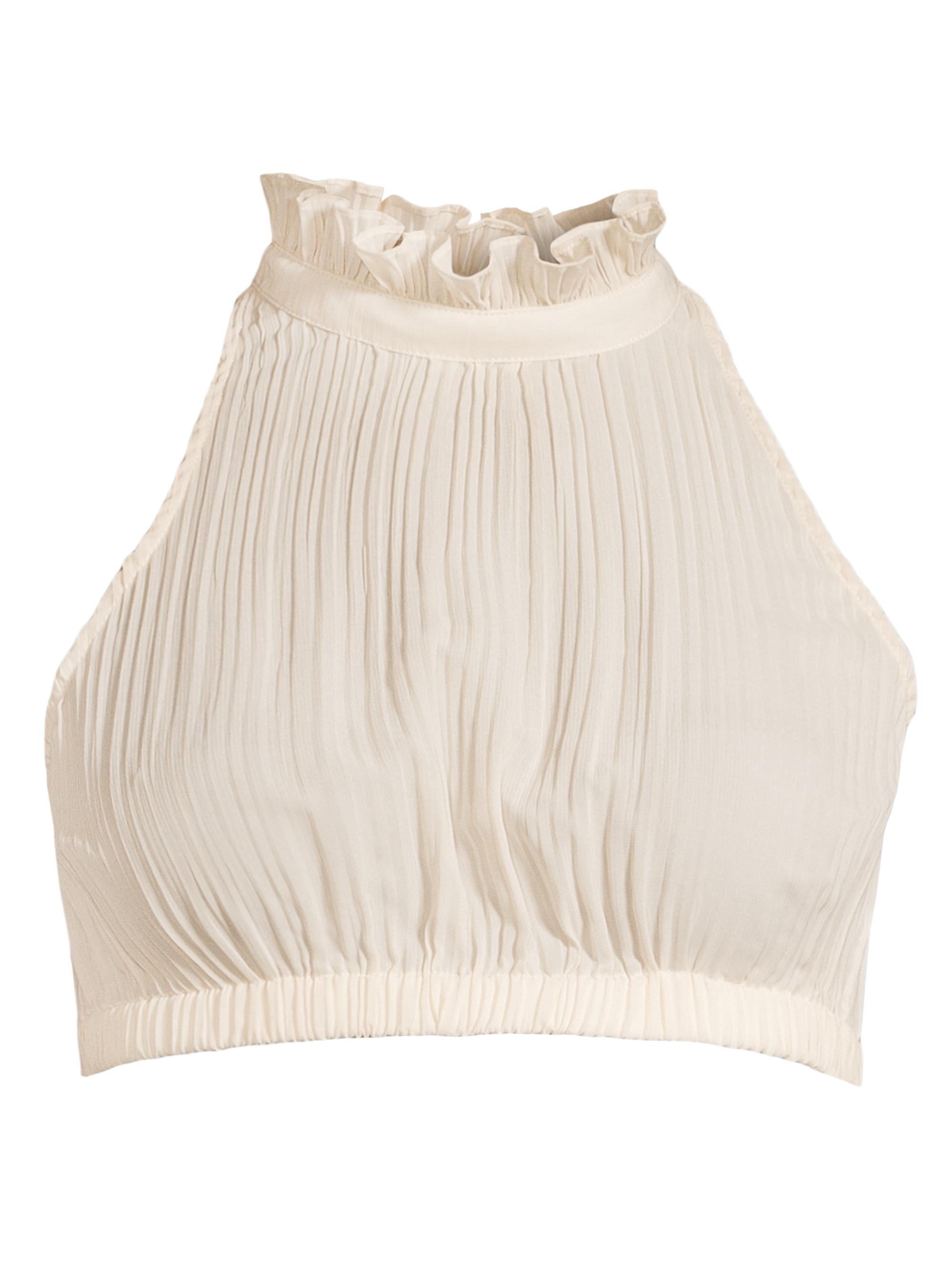 Undra Celeste Women's Fine Pleat Crop Top - Beige