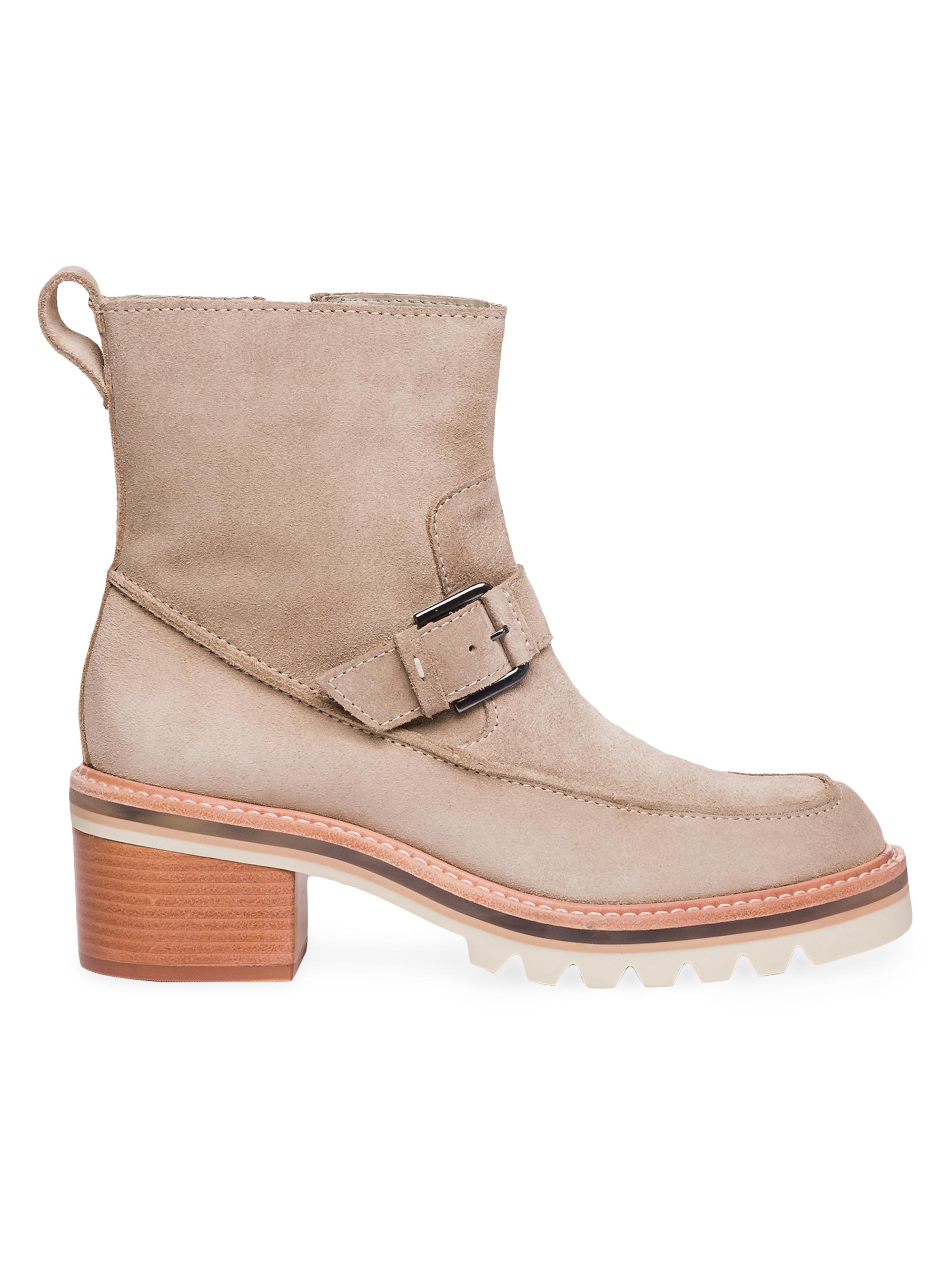 Bernardo Women's Sonja Suede Buckle Bootie - Clay