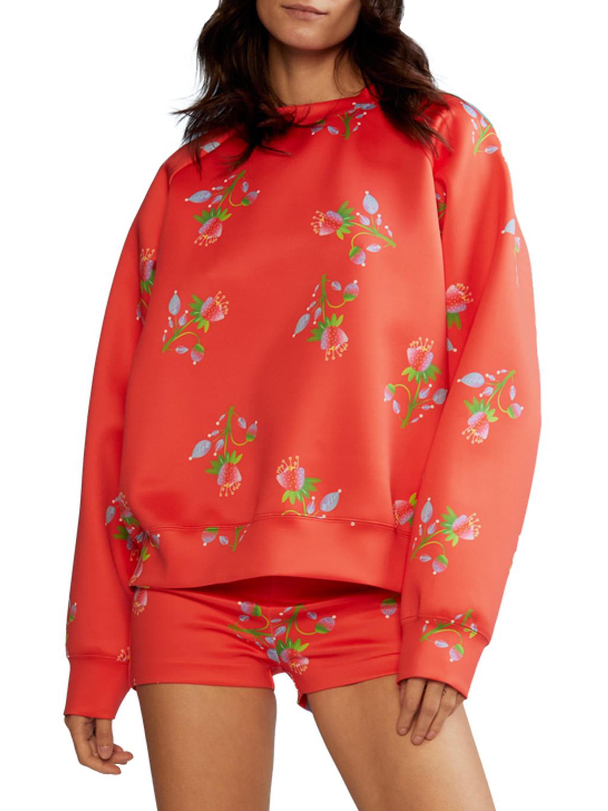 Cynthia Rowley Women's Floral Bonded Stretch Sweatshirt - Red Multi