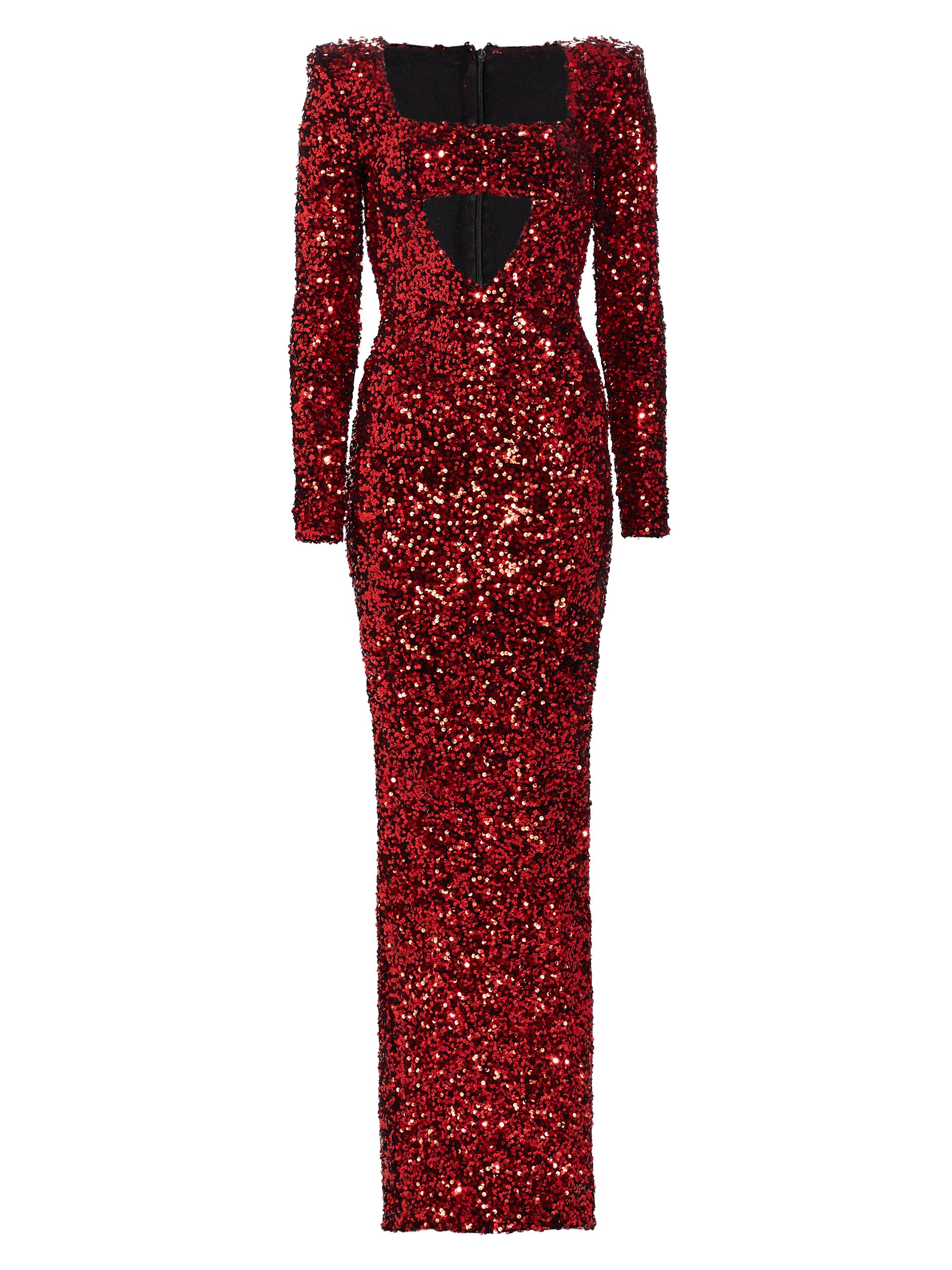 Michael Costello Collection Women's Charleston Cut-Out Sequined Gown - Red