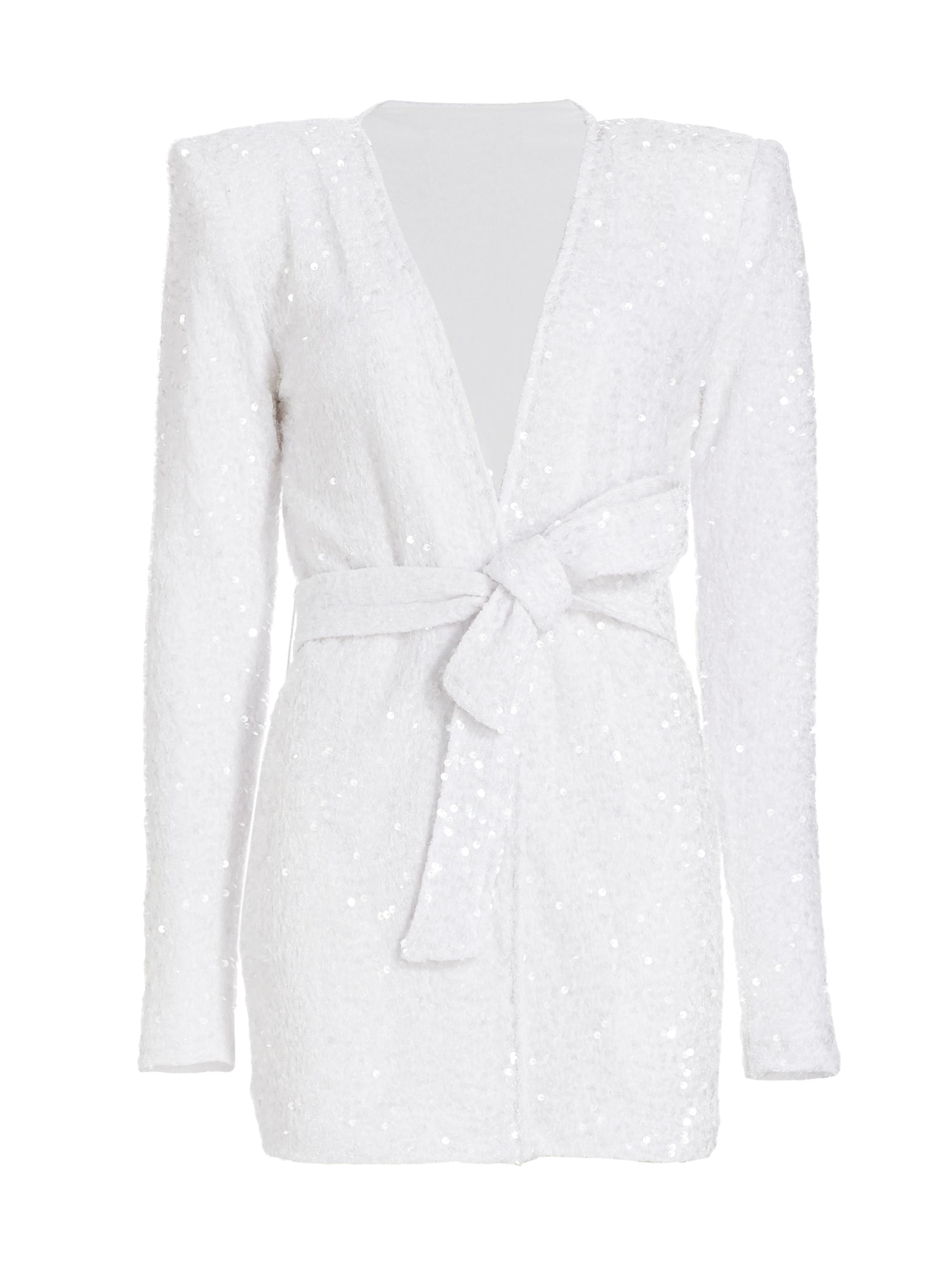 Michael Costello Collection Women's Sterling Sequined Jacket - White