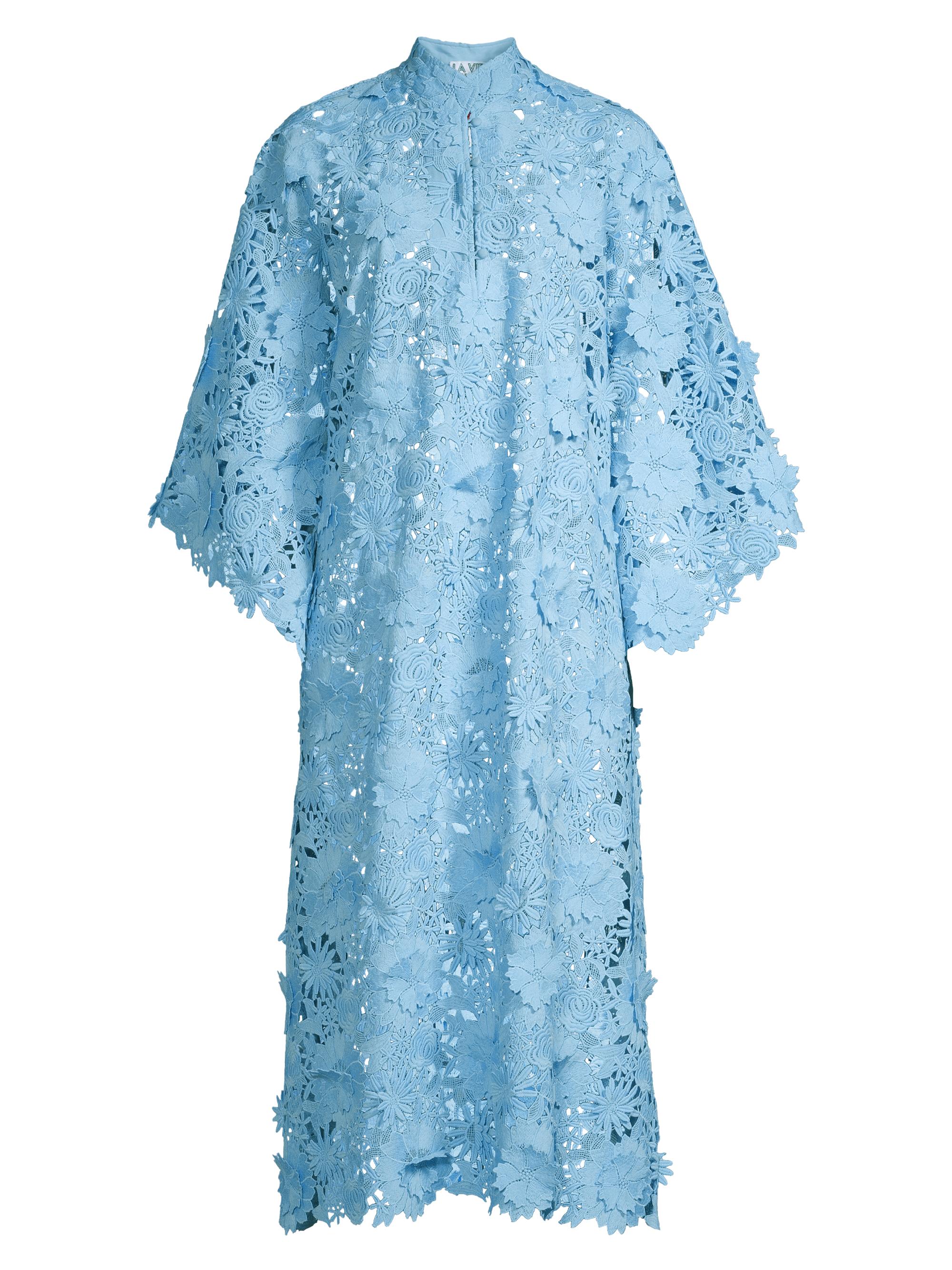 La Vie Style House Women's Floral-Lace Caftan Midi-Dress - Sky Blue