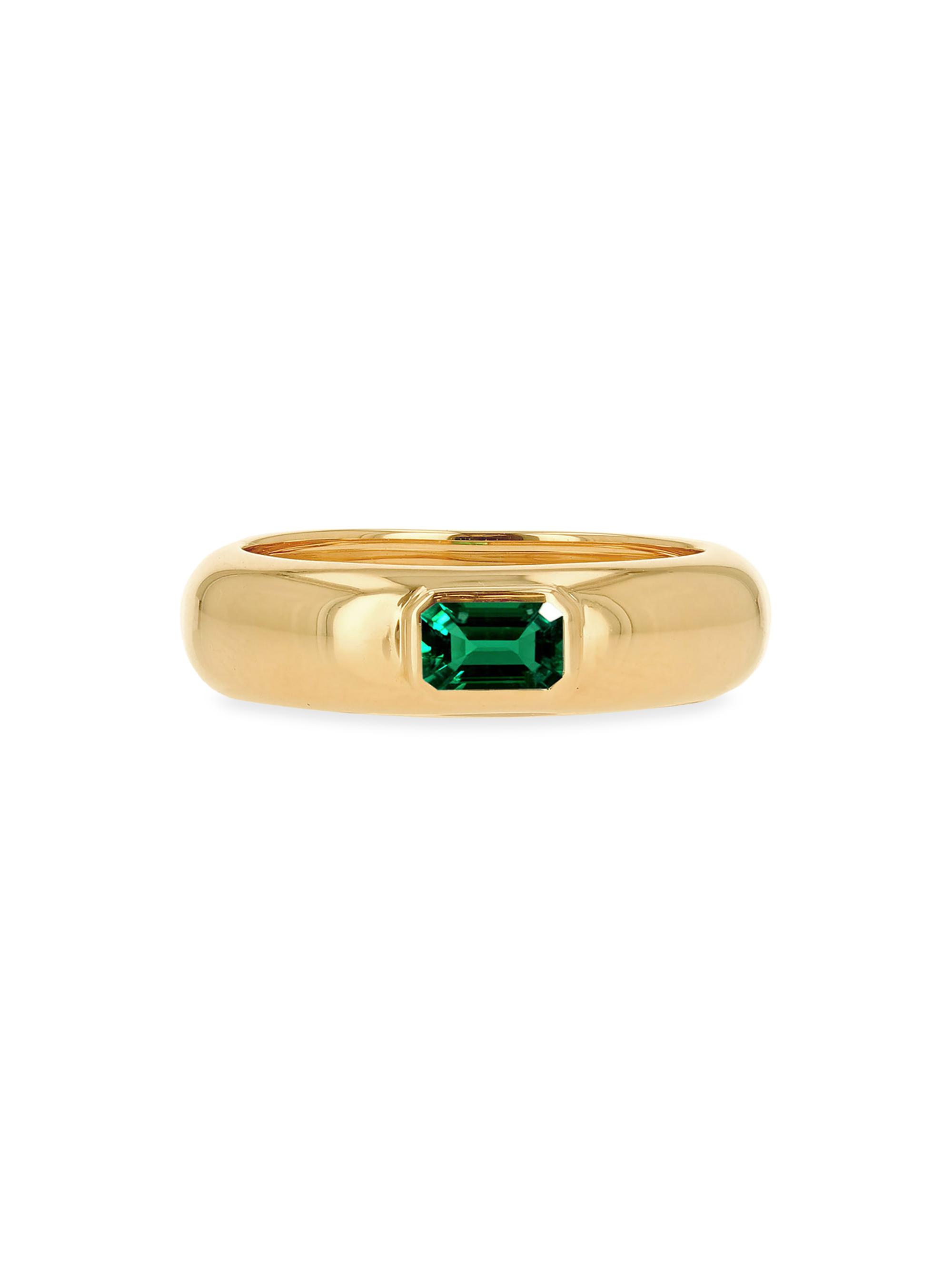 Rachel Reid Jewelry Women's 14K Yellow Gold & Emerald Domed Band Ring - Emerald