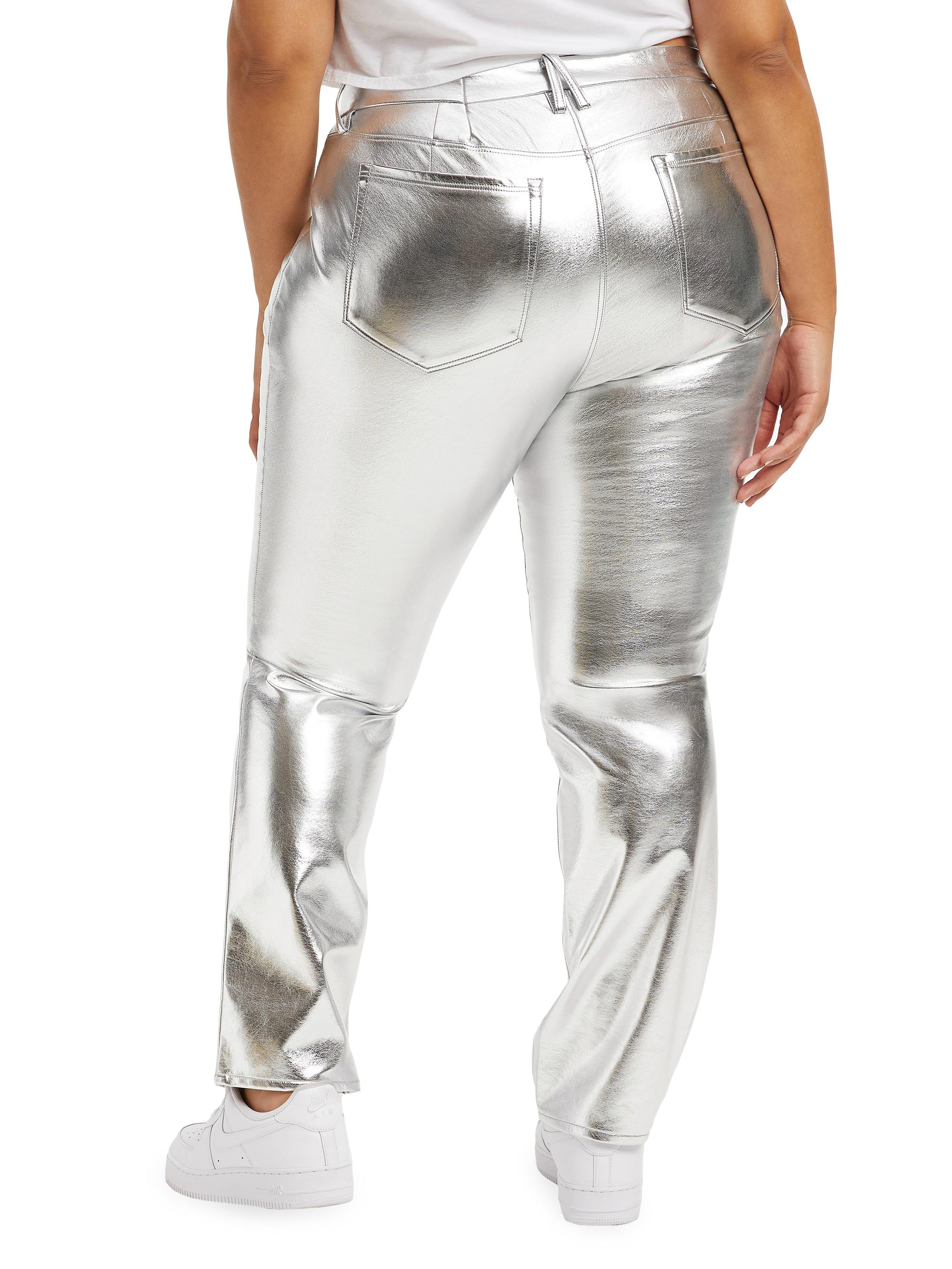 Shop Good American Good Icon Metallic Faux Leather Pants | Saks 