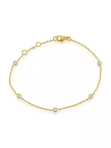 14K Yellow Gold & 0.05 TCW Diamond Bezel Chain Bracelet