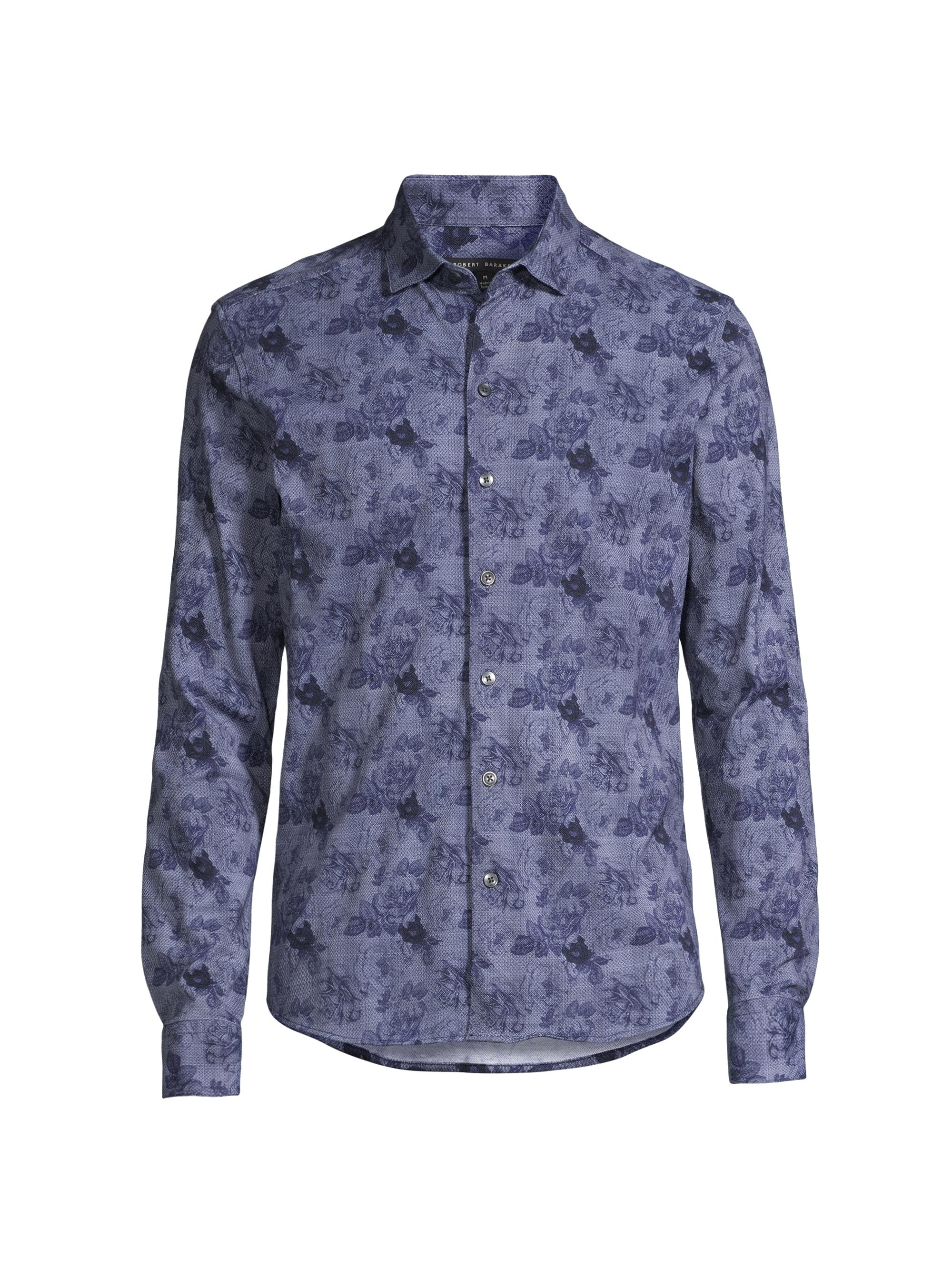 Robert Barakett Men's Calsing Slim-Fit Floral Knit Sportshirt - Indigo