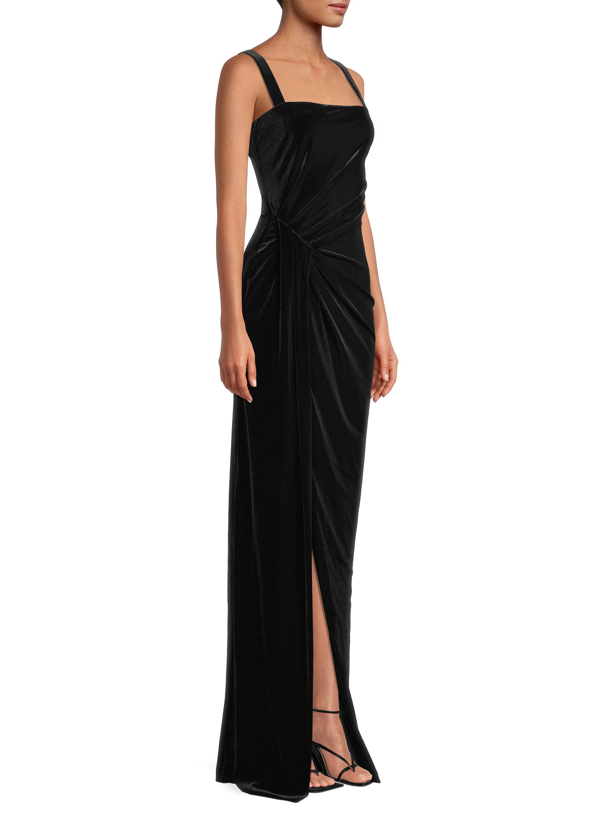 slim fit dress slacks Adele Bottle Green Velvet Ruched Strappy Fishtail Maxi Dress – Club L  London main image 1